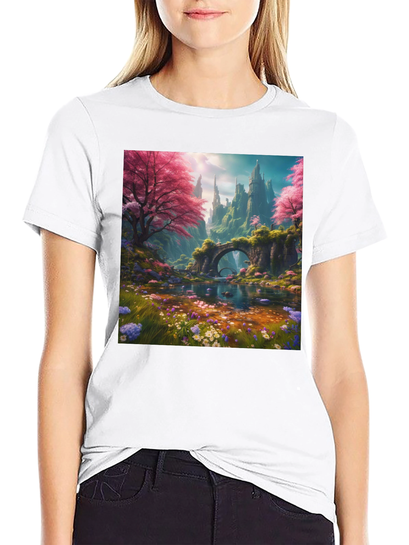 Enchanted Landscape Graphic Tee - Black