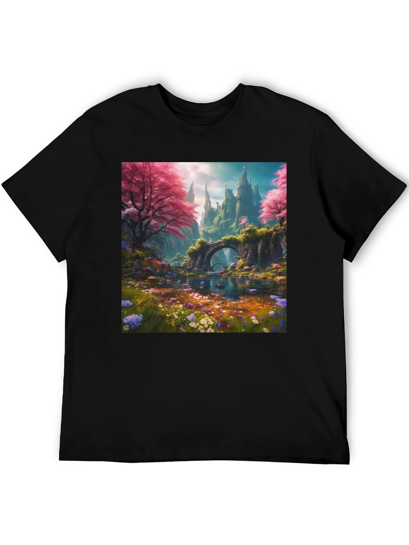 Enchanted Landscape Graphic Tee - Black