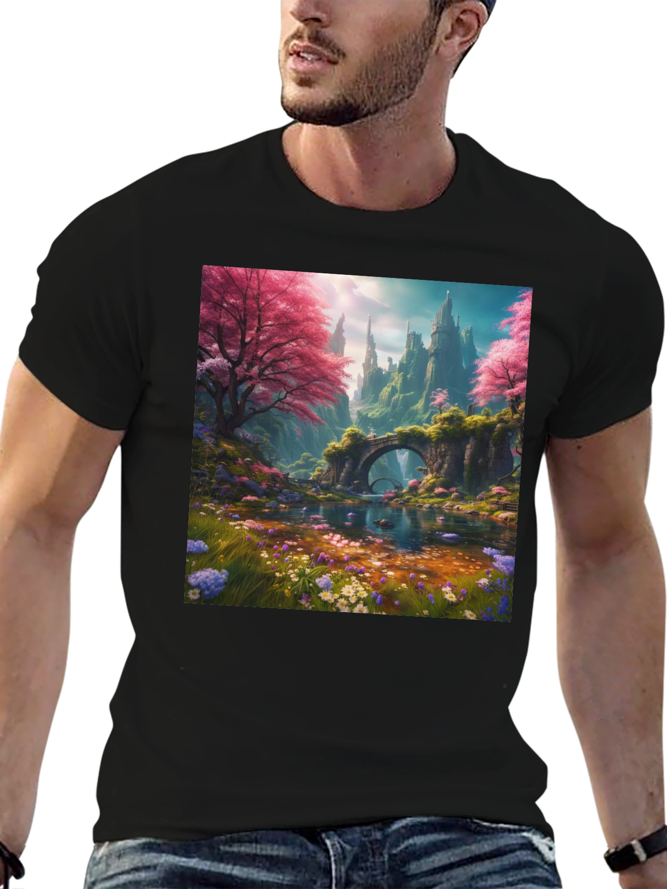 Enchanted Landscape Graphic Tee - Black