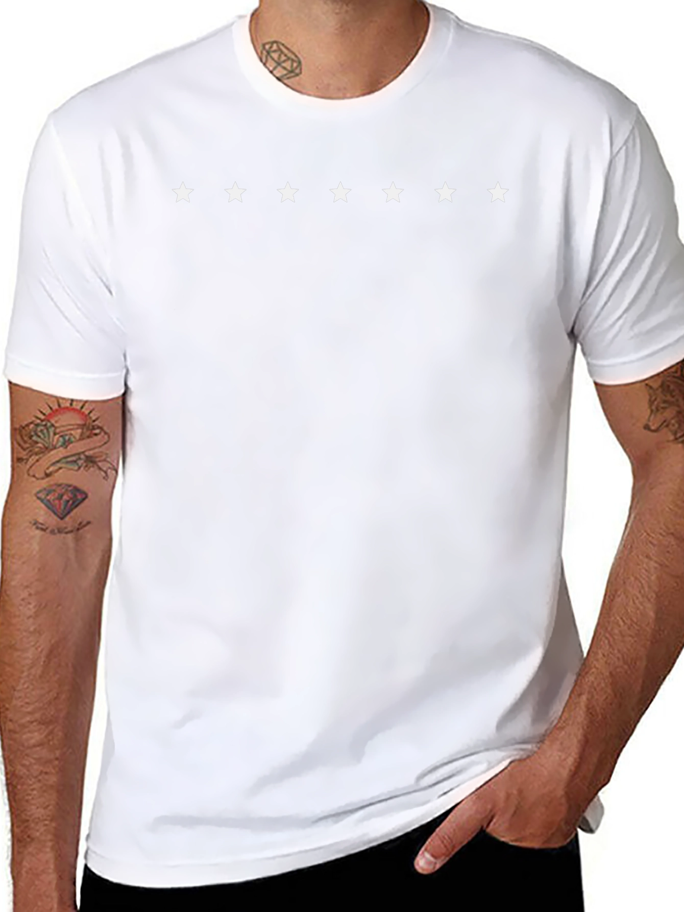Mens Black Crewneck T-Shirt with Star Design