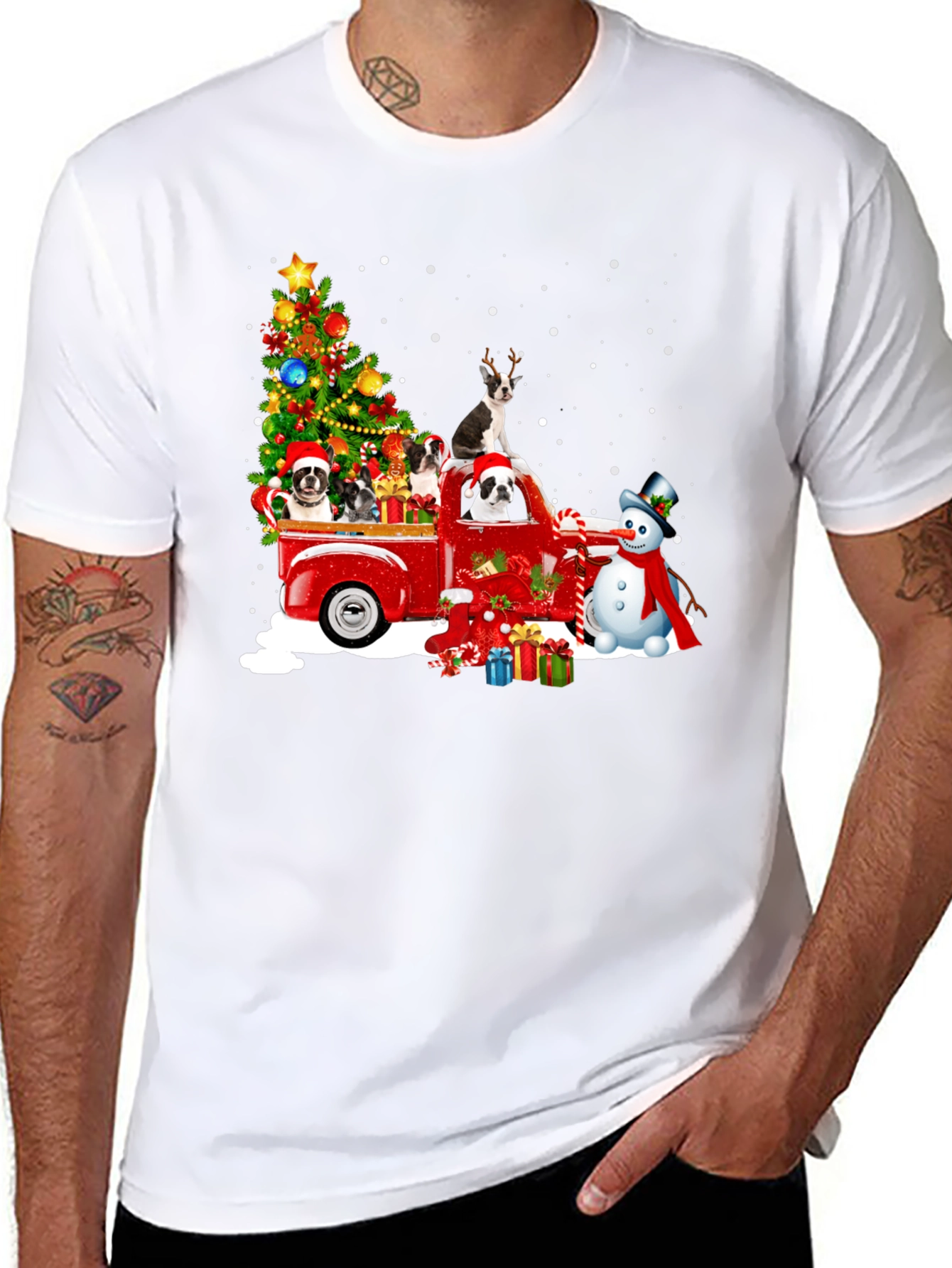 Christmas Dogs in Truck T-Shirt