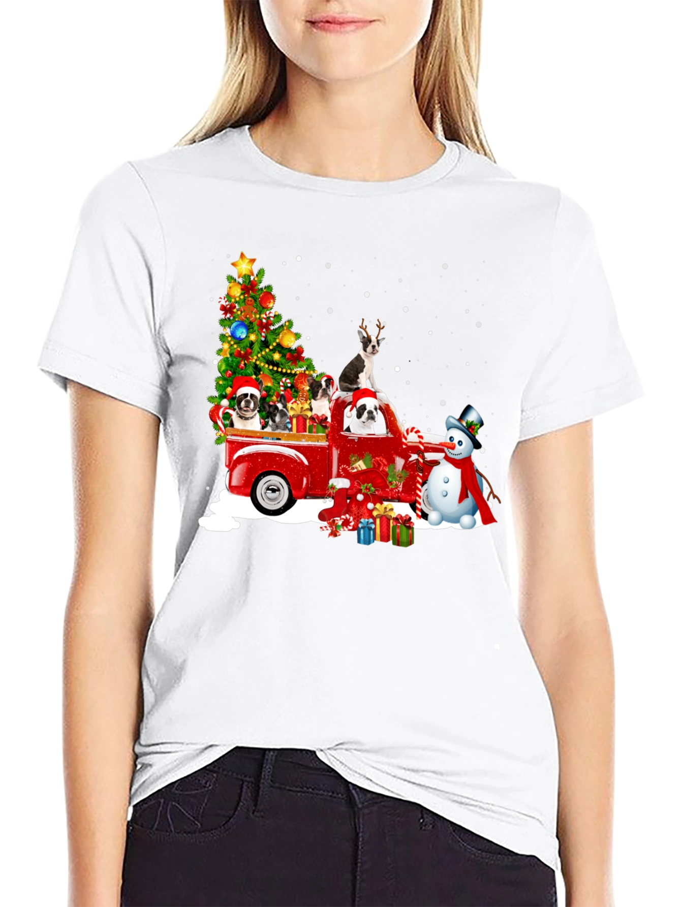 Christmas Dogs in Truck T-Shirt