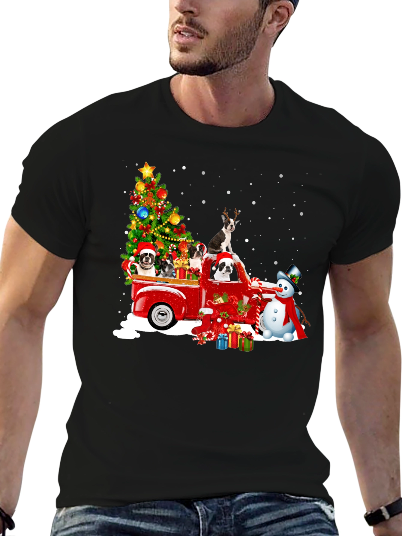 Christmas Dogs in Truck T-Shirt