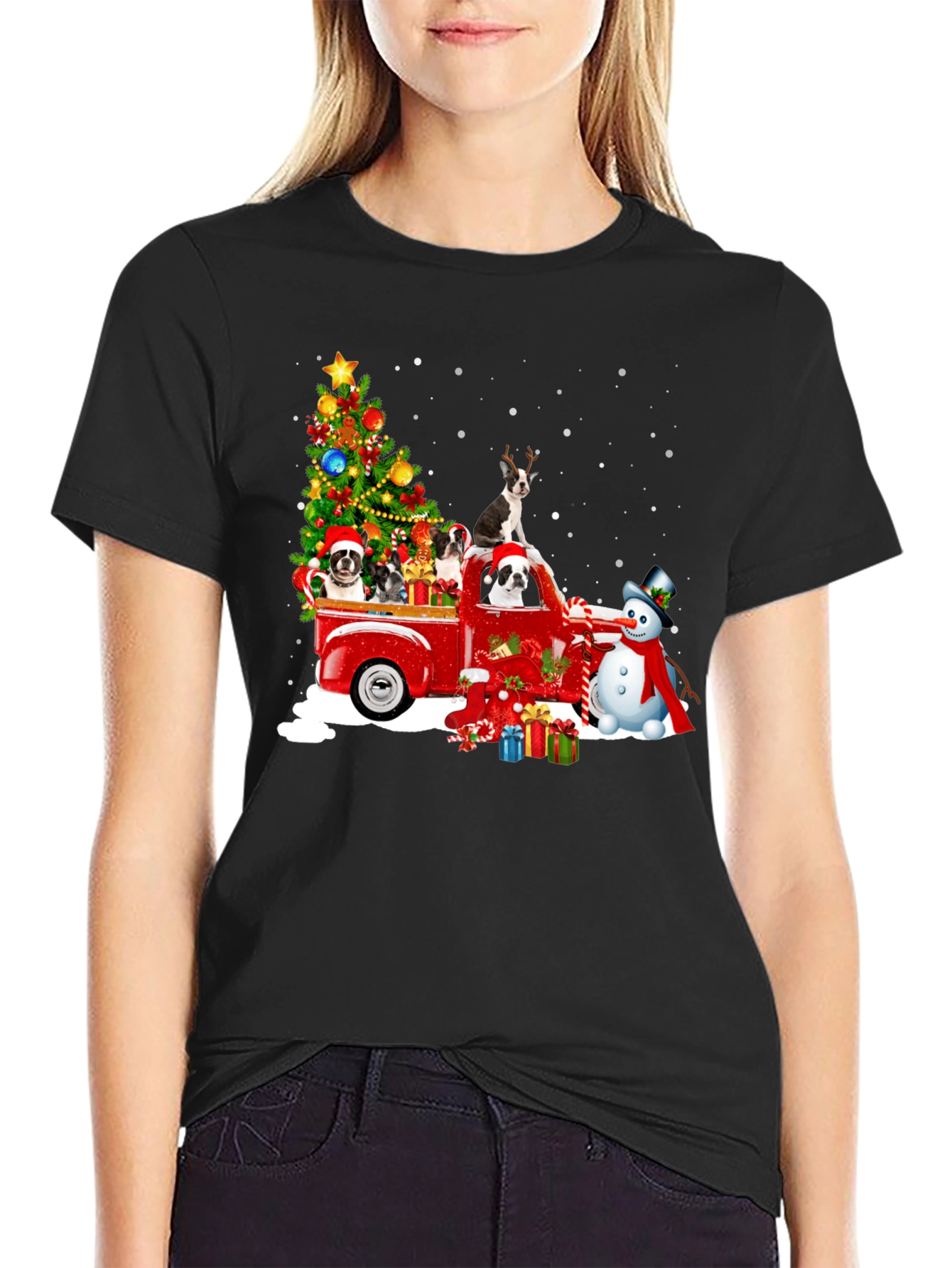 Christmas Dogs in Truck T-Shirt