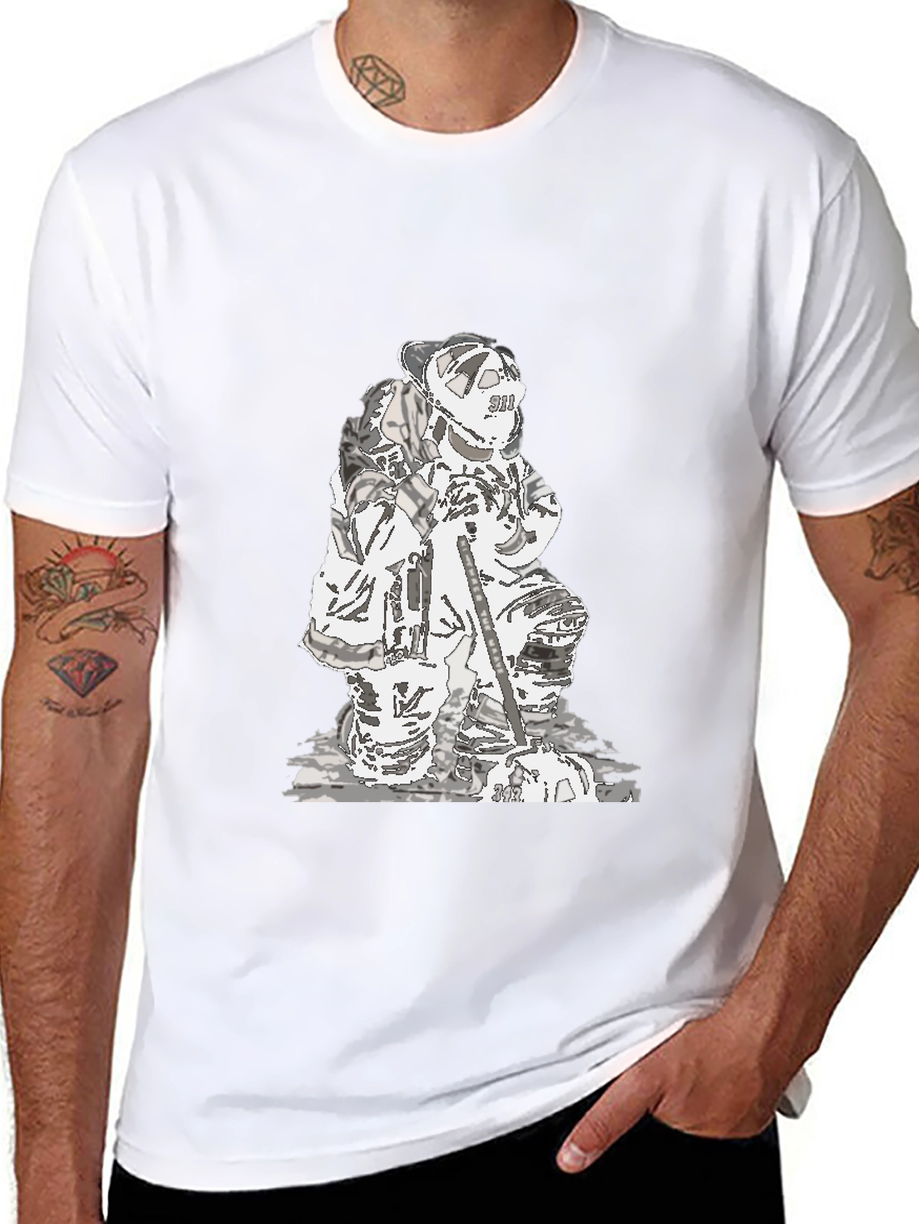 Firefighter Graphic Black T-Shirt