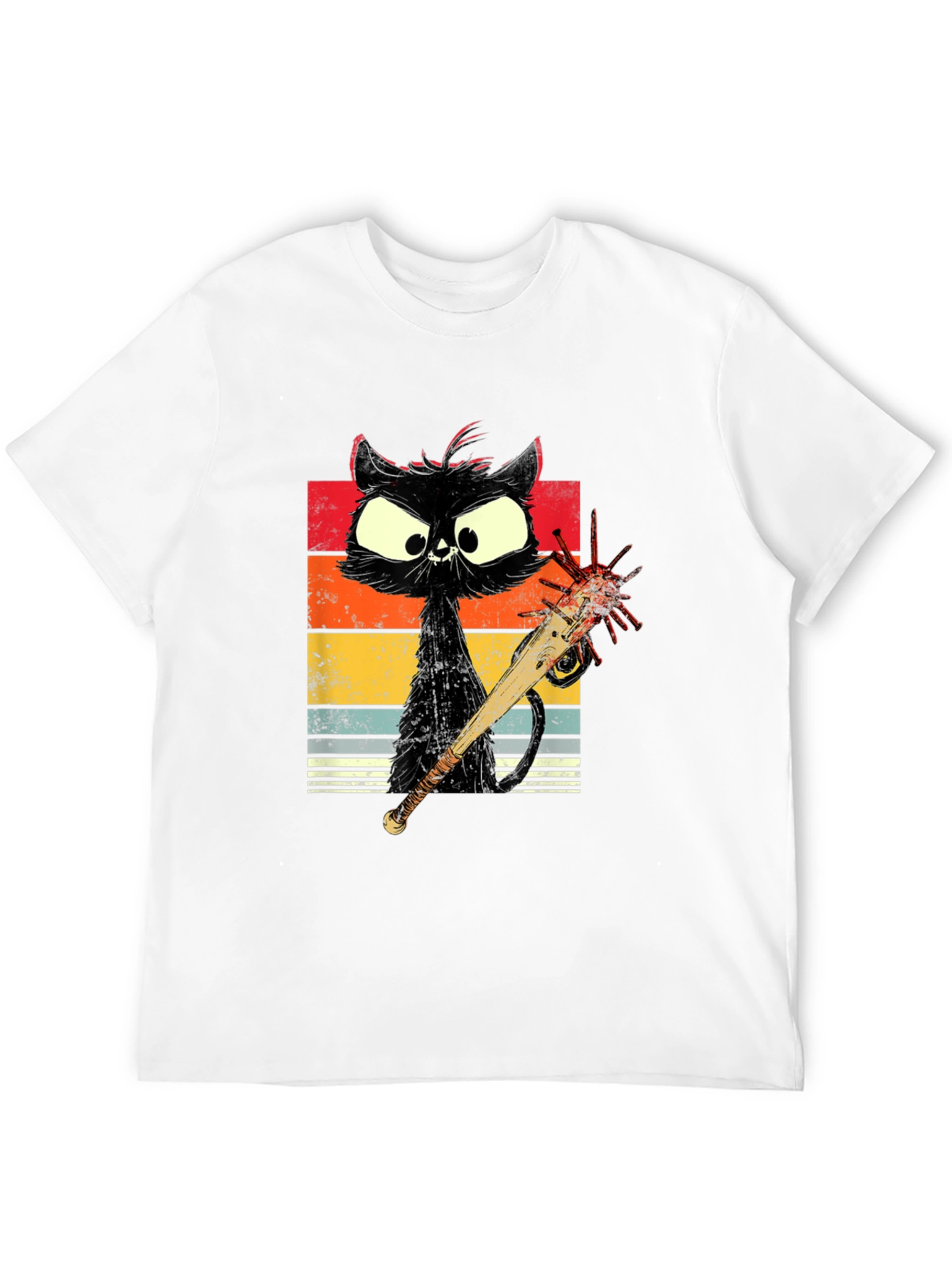 Zombie Cat Baseball Bat Graphic Tee