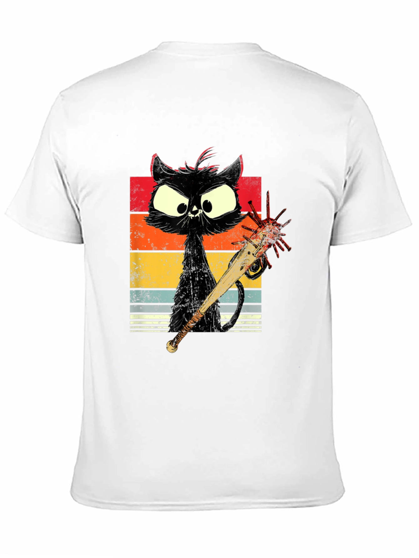 Zombie Cat Baseball Bat Graphic Tee