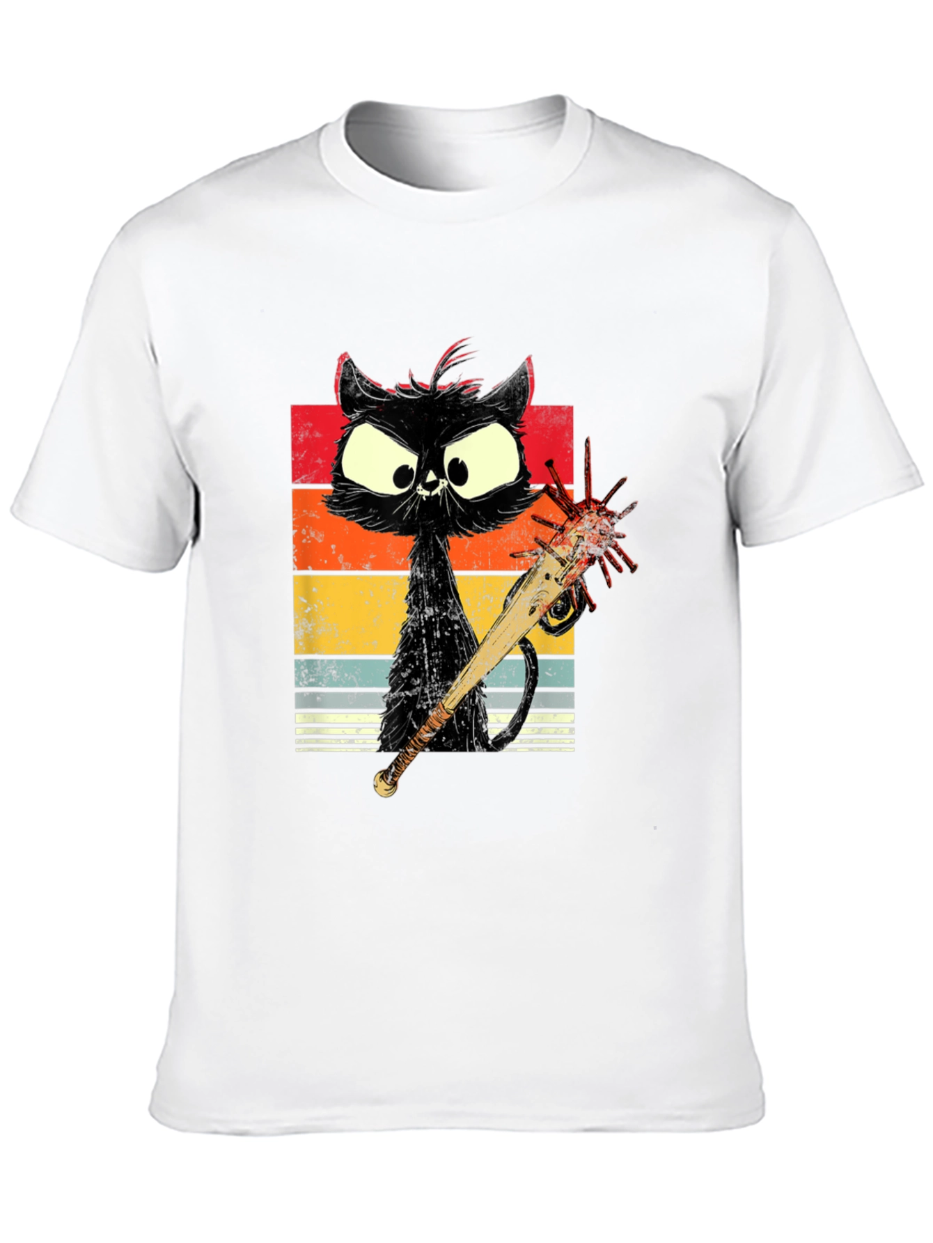 Zombie Cat Baseball Bat Graphic Tee