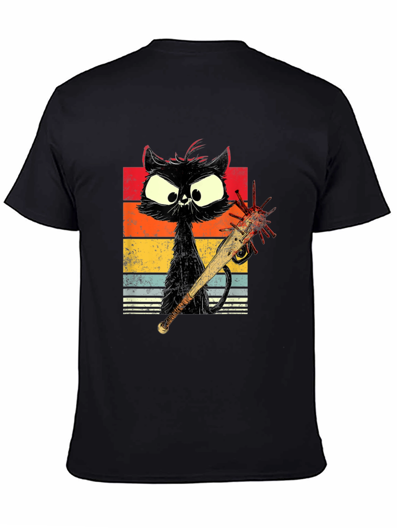 Zombie Cat Baseball Bat Graphic Tee