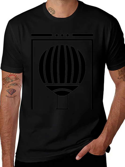 Abstract Hot Air Balloon Graphic Black T-Shirt