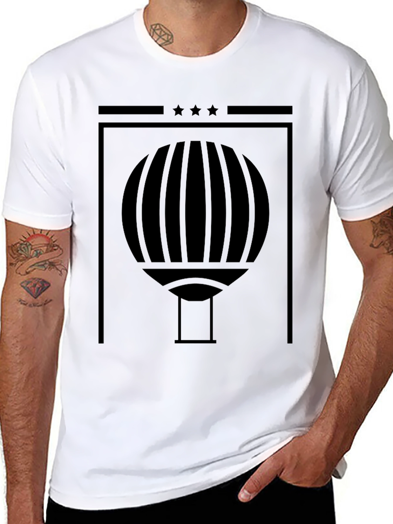 Abstract Hot Air Balloon Graphic Black T-Shirt