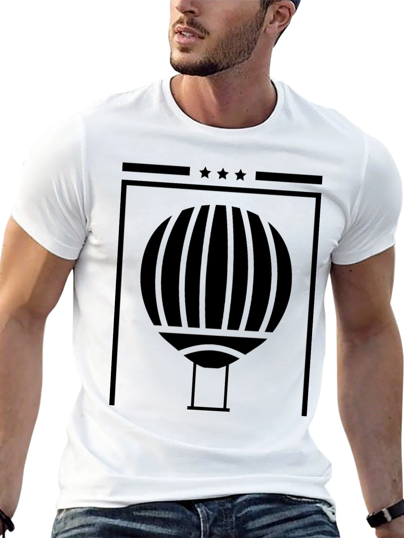 Abstract Hot Air Balloon Graphic Black T-Shirt