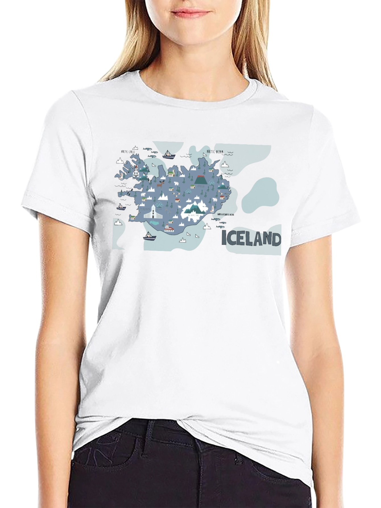 Iceland Map Graphic Tee - Black Cotton T-Shirt