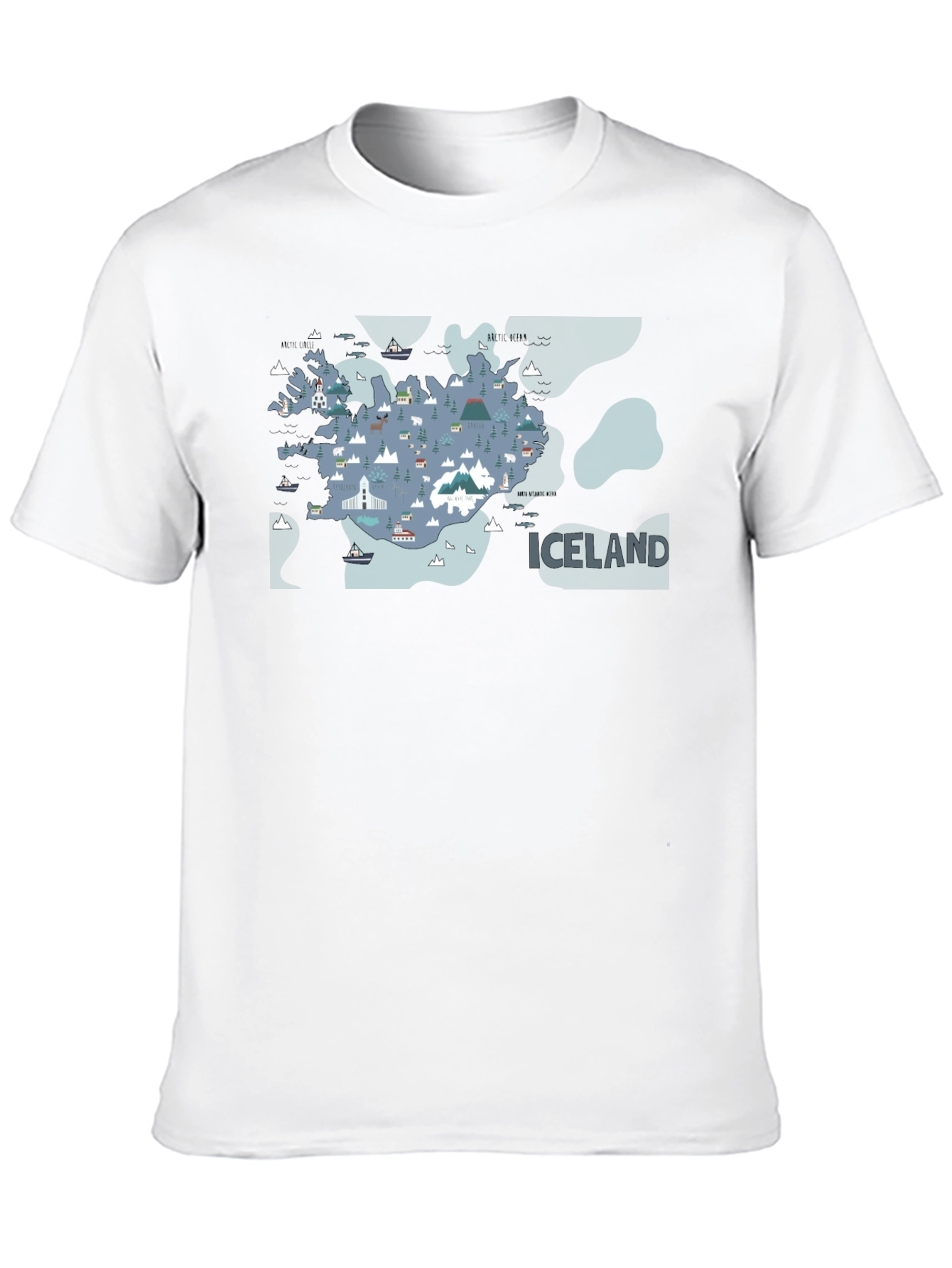 Iceland Map Graphic Tee - Black Cotton T-Shirt