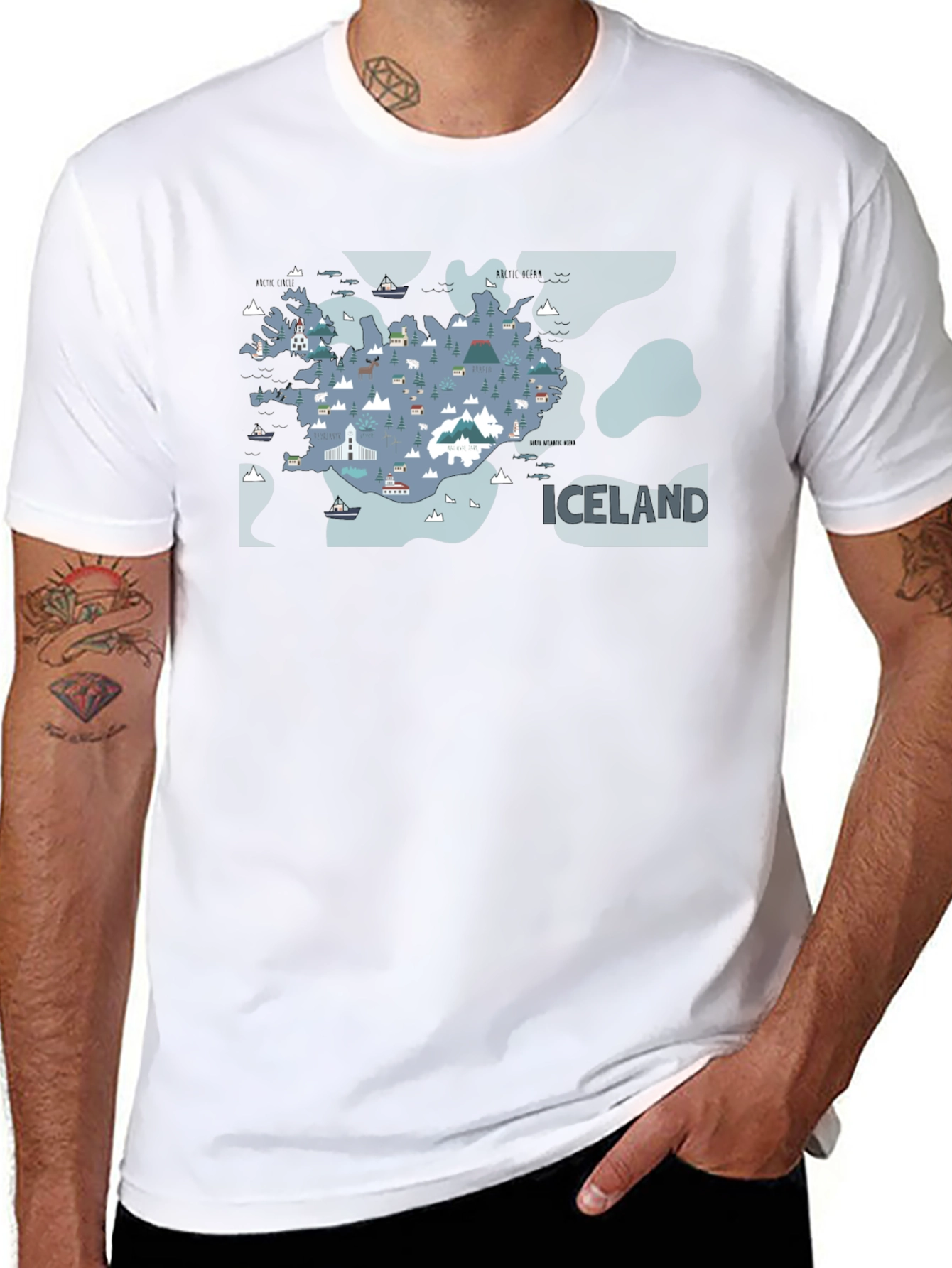 Iceland Map Graphic Tee - Black Cotton T-Shirt