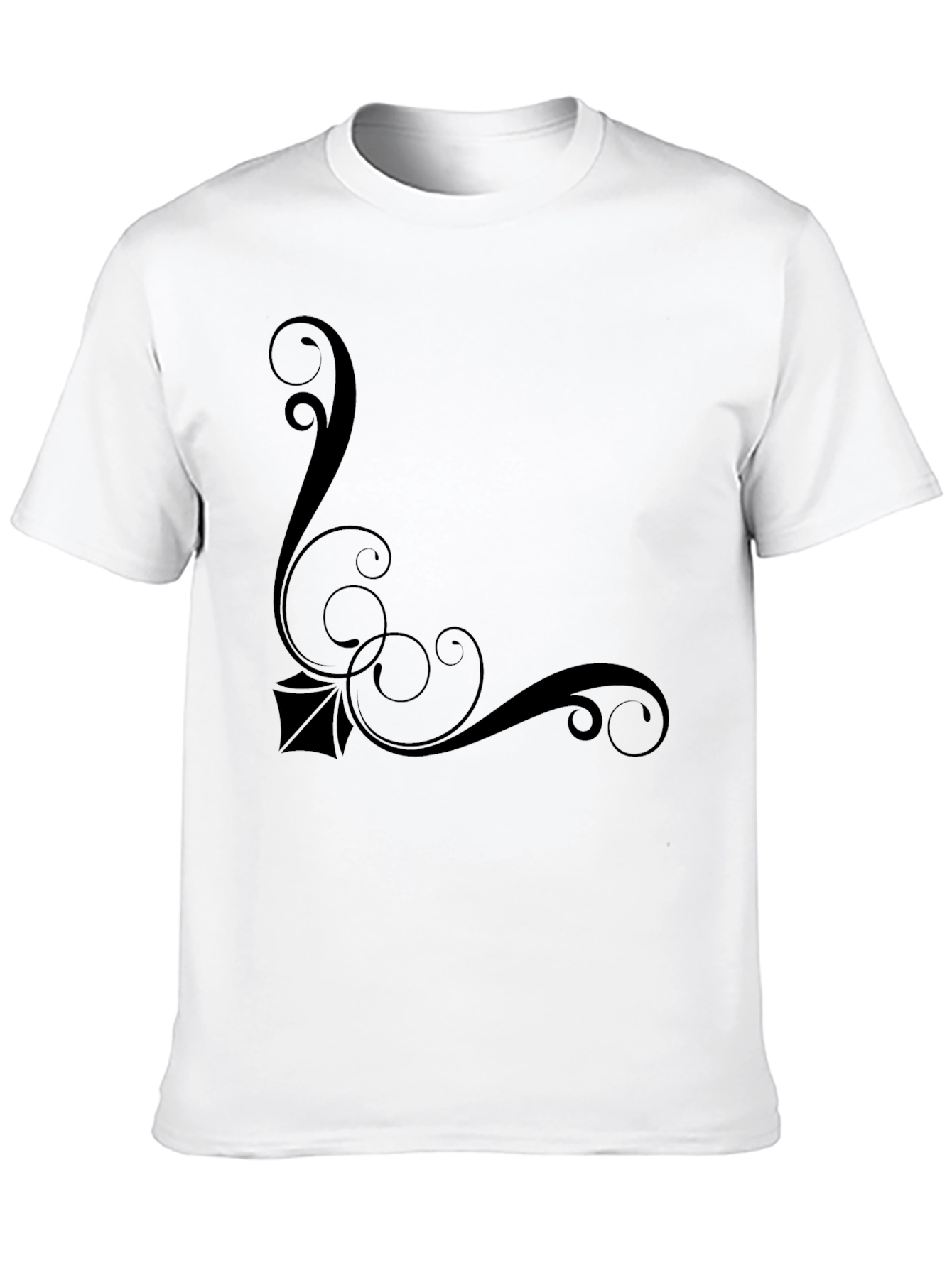 Elegant Black T-Shirt with Swirl Design