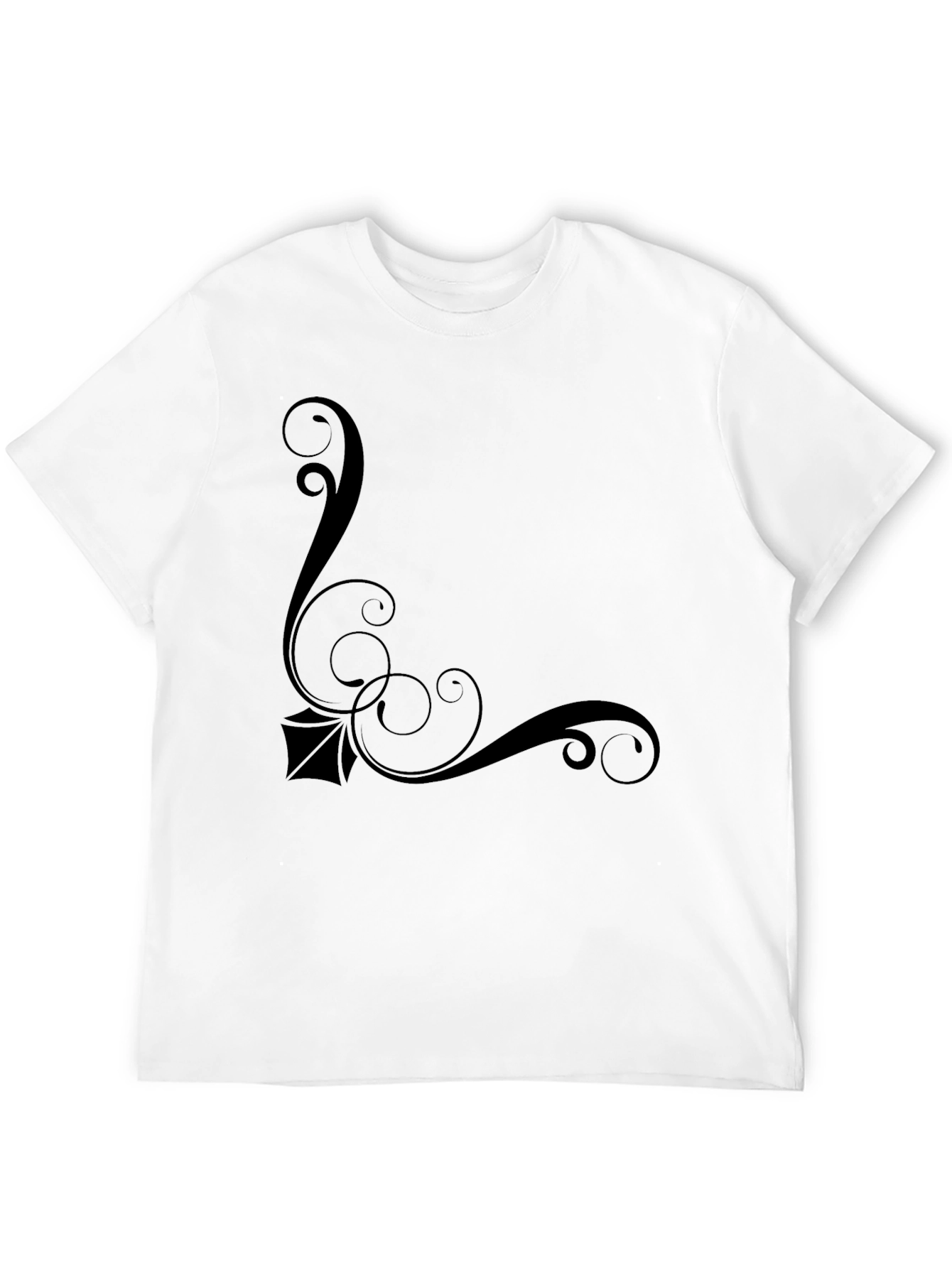 Elegant Black T-Shirt with Swirl Design