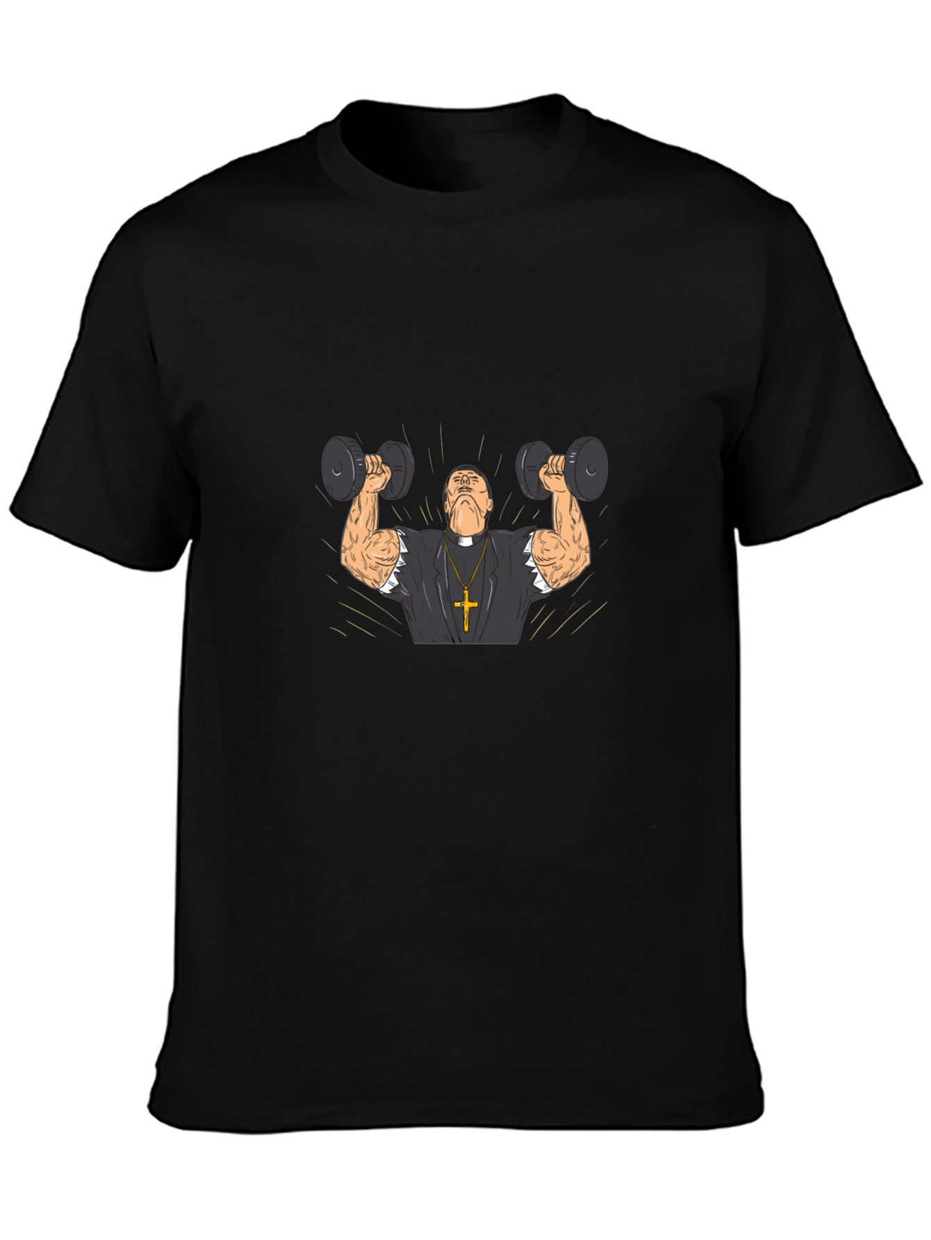 Muscle Priest Lifting Weights Funny T-Shirt