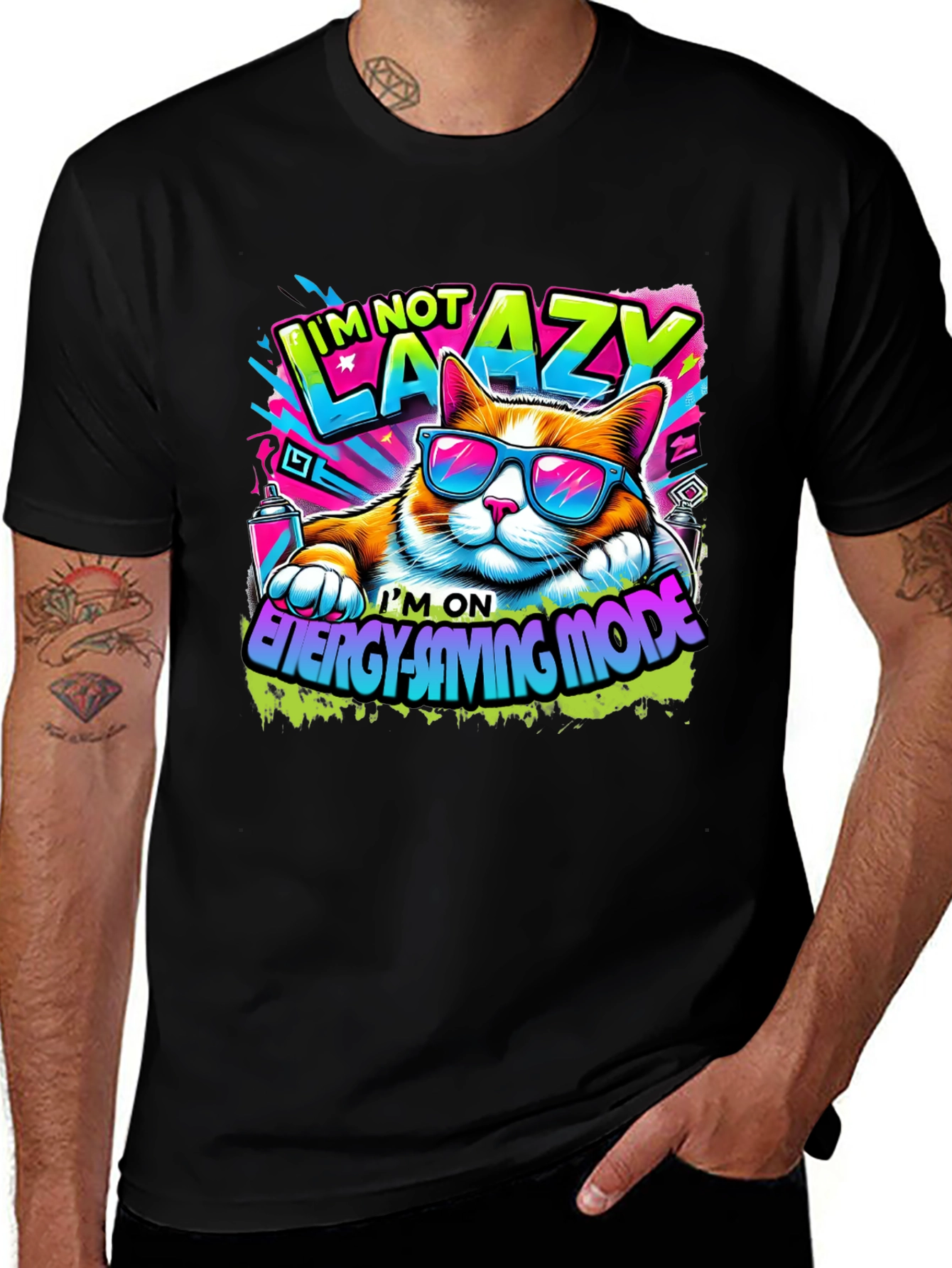 Im Not Lazy Cat T-Shirt - Energy Saving Mode!