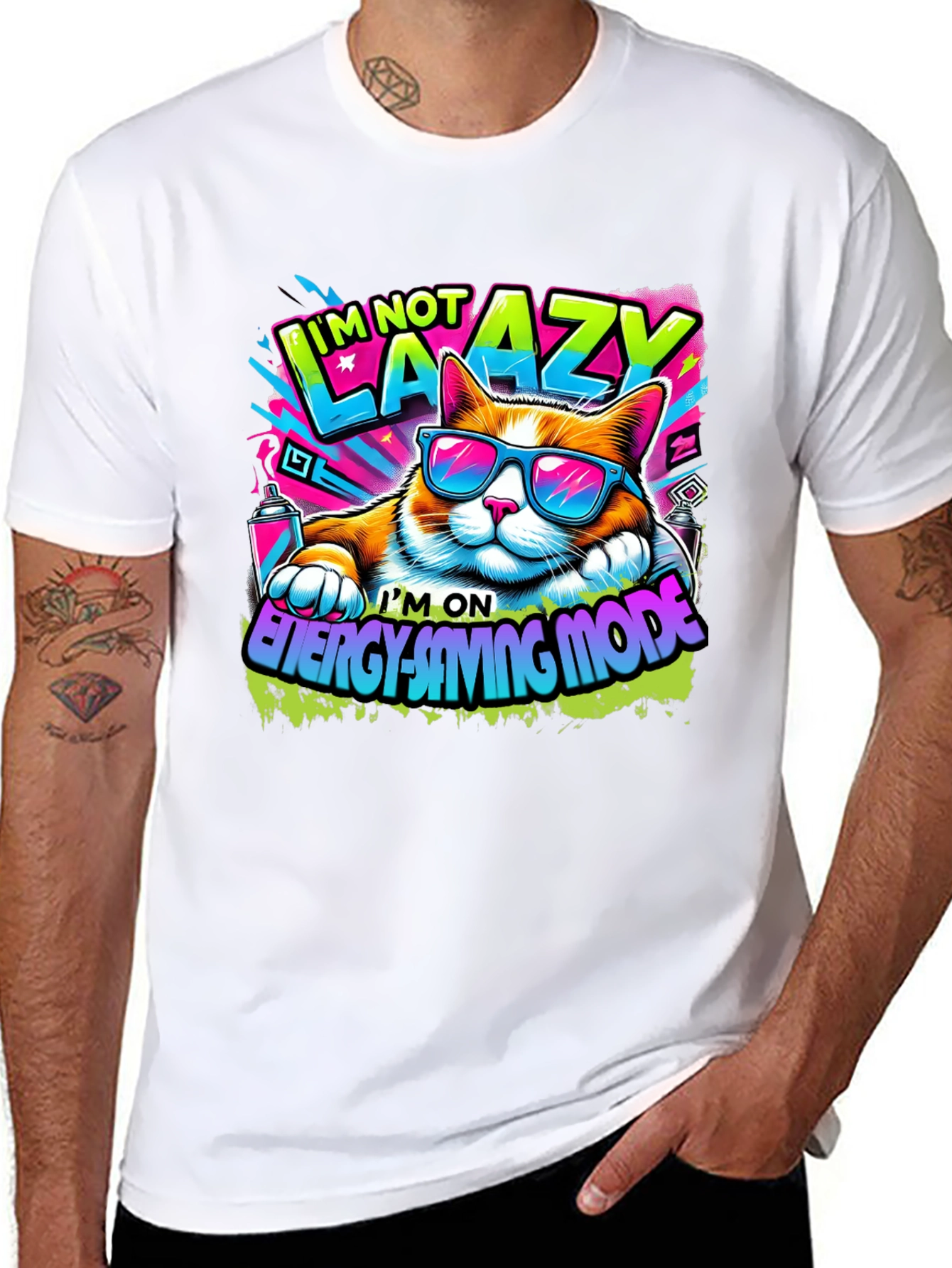 Im Not Lazy Cat T-Shirt - Energy Saving Mode!