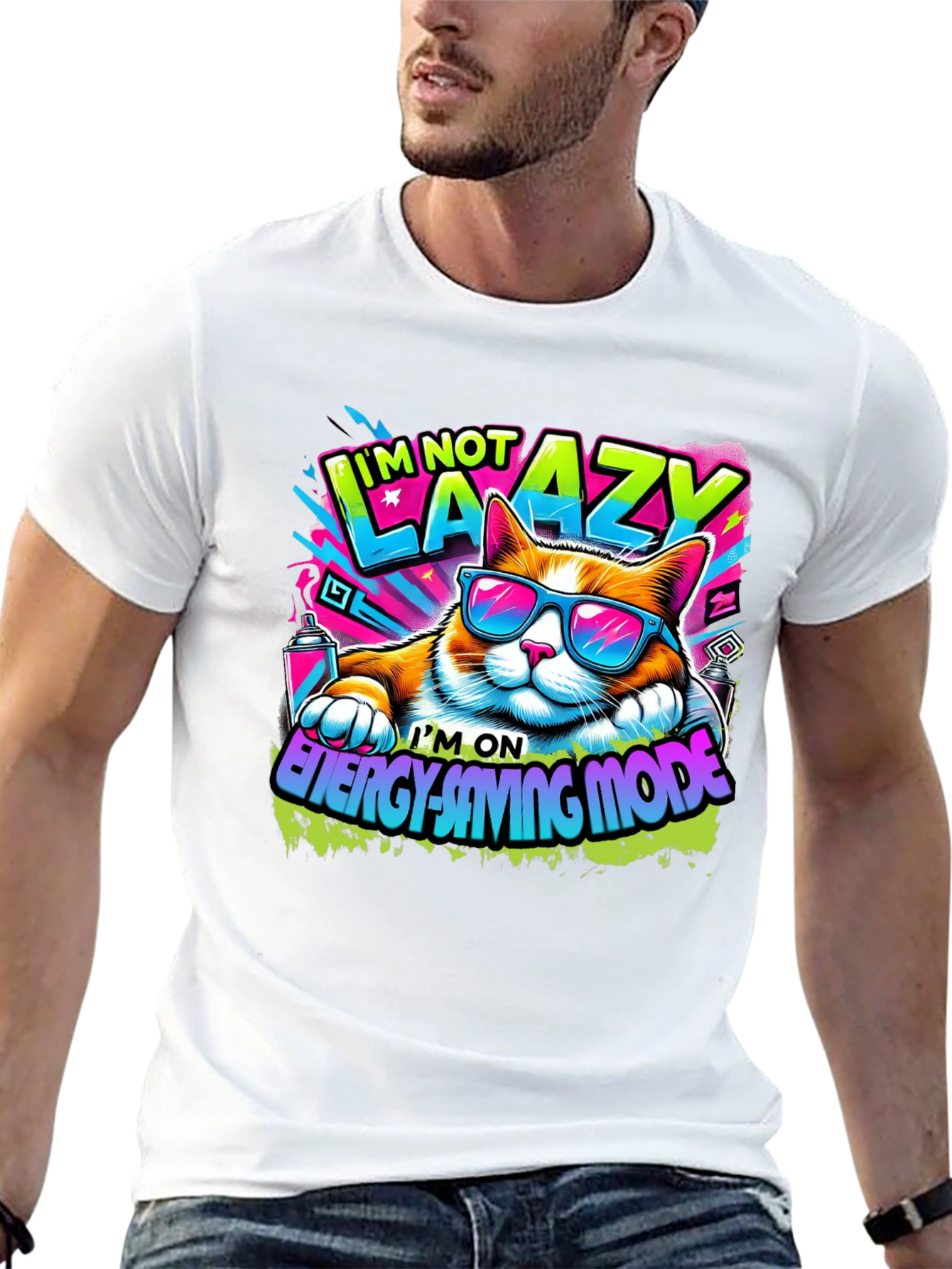 Im Not Lazy Cat T-Shirt - Energy Saving Mode!