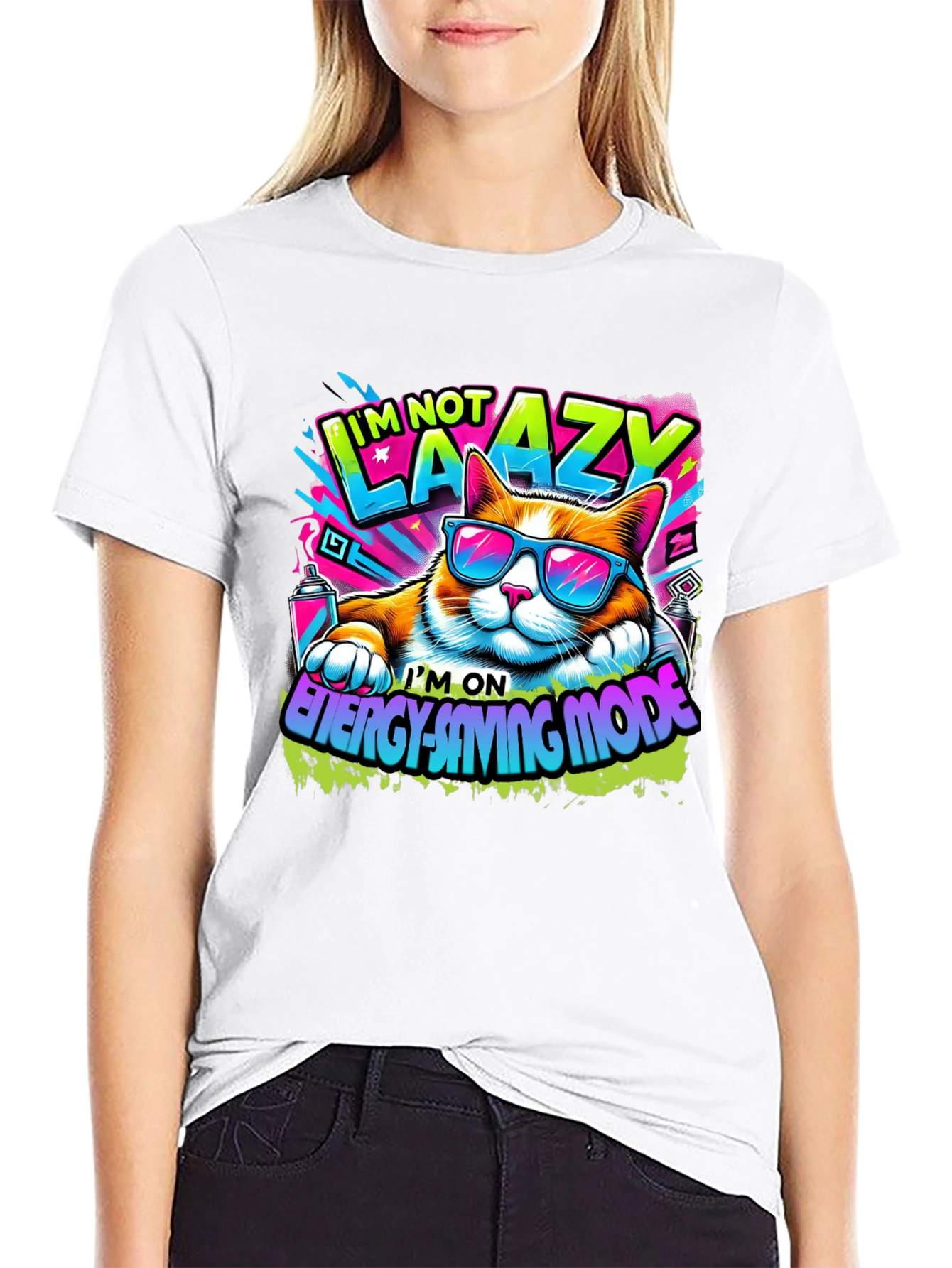 Im Not Lazy Cat T-Shirt - Energy Saving Mode!