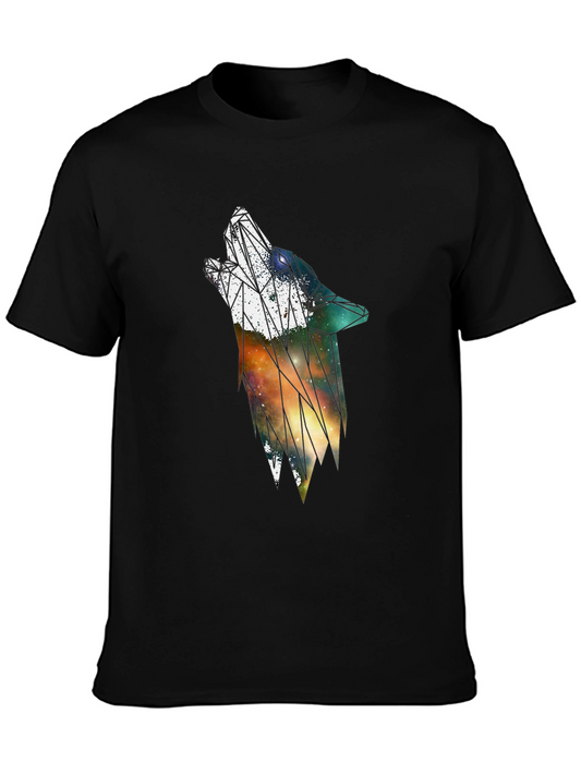 Geometric Galaxy Wolf Graphic Tee