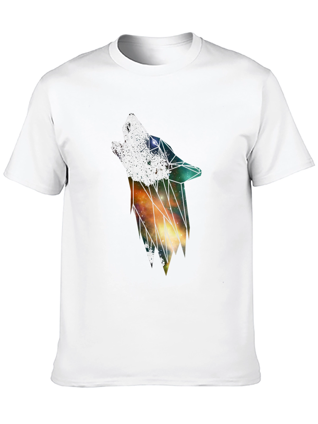 Geometric Galaxy Wolf Graphic Tee