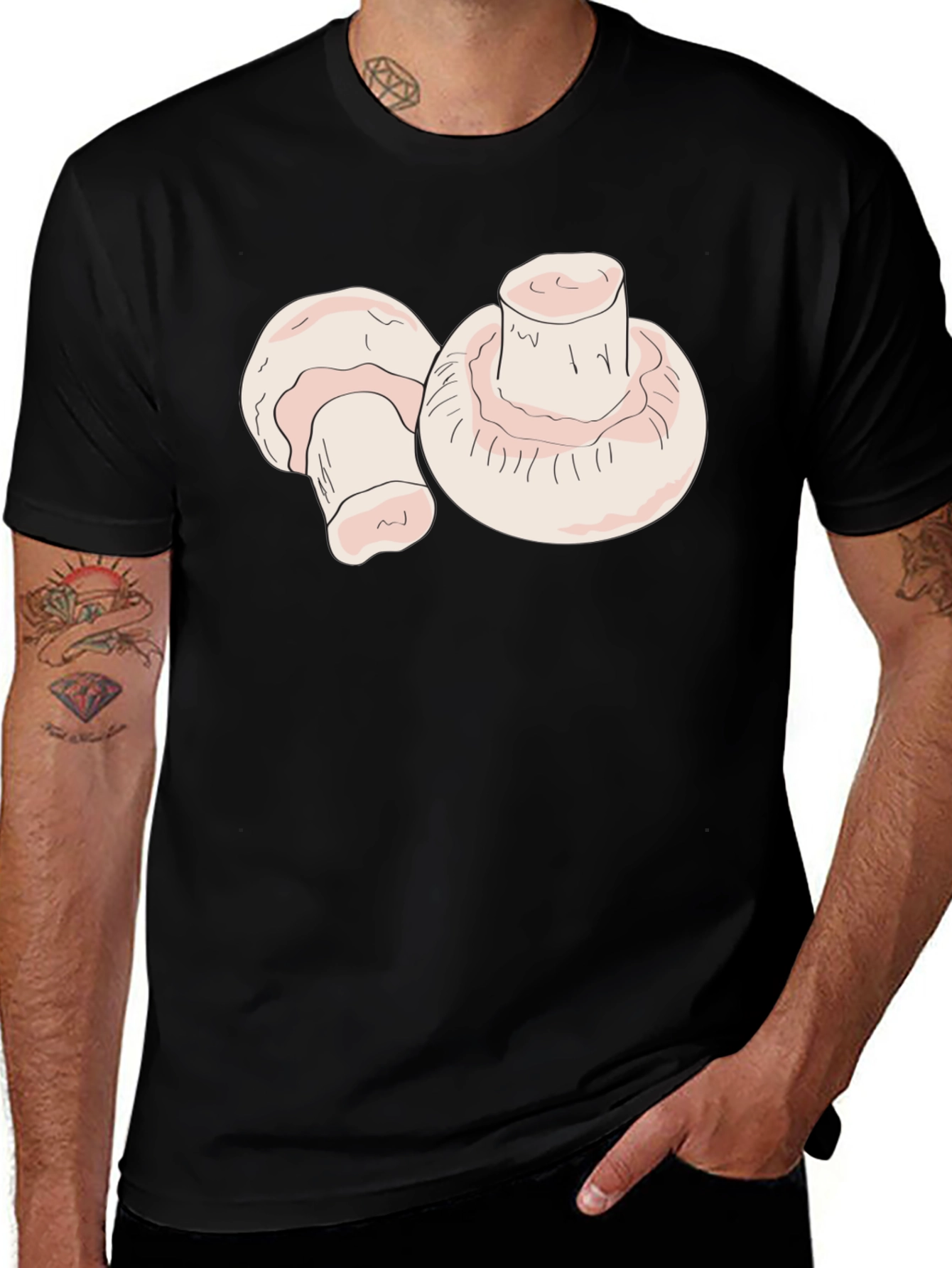 Mushroom Graphic Black T-Shirt