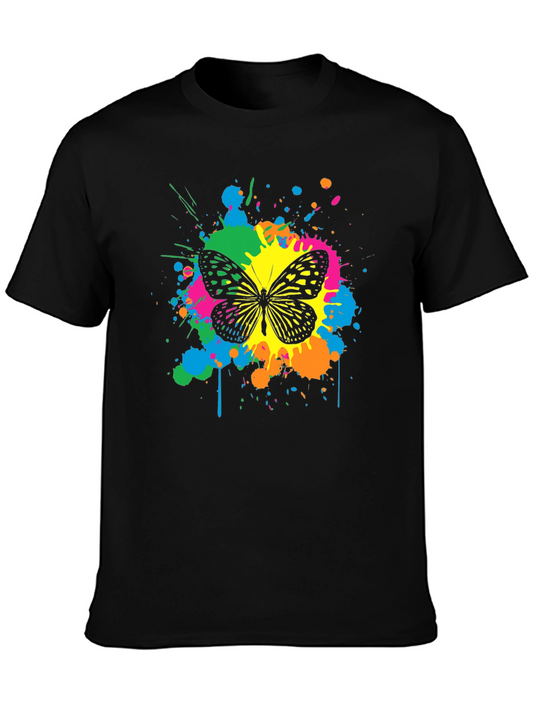 Butterfly Splatter Graphic Print T-Shirt