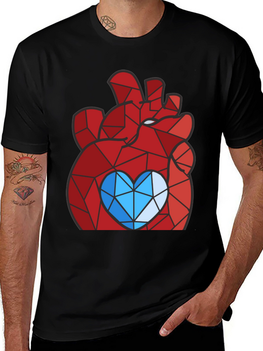 Geometric Heart Graphic Tee - Modern Style