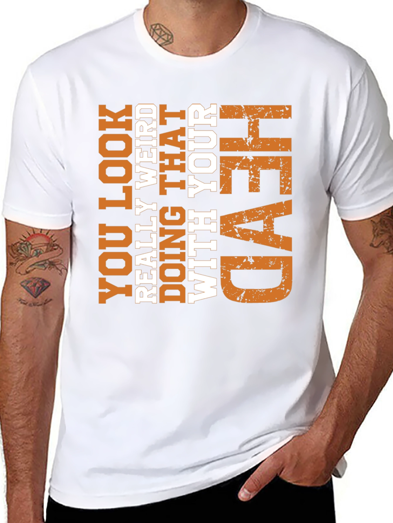 Funny Weird Head Graphic Tee - Novelty T-Shirt