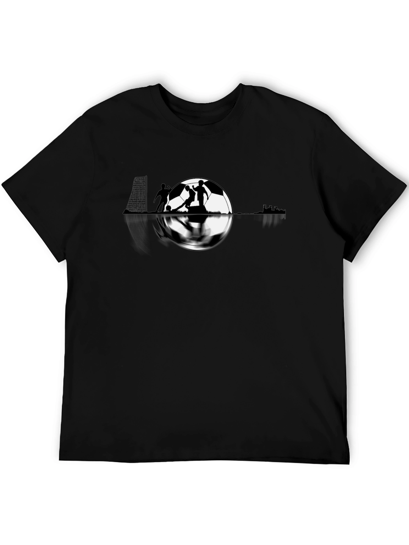 Soccer Graphic Tee - Black Cotton T-Shirt