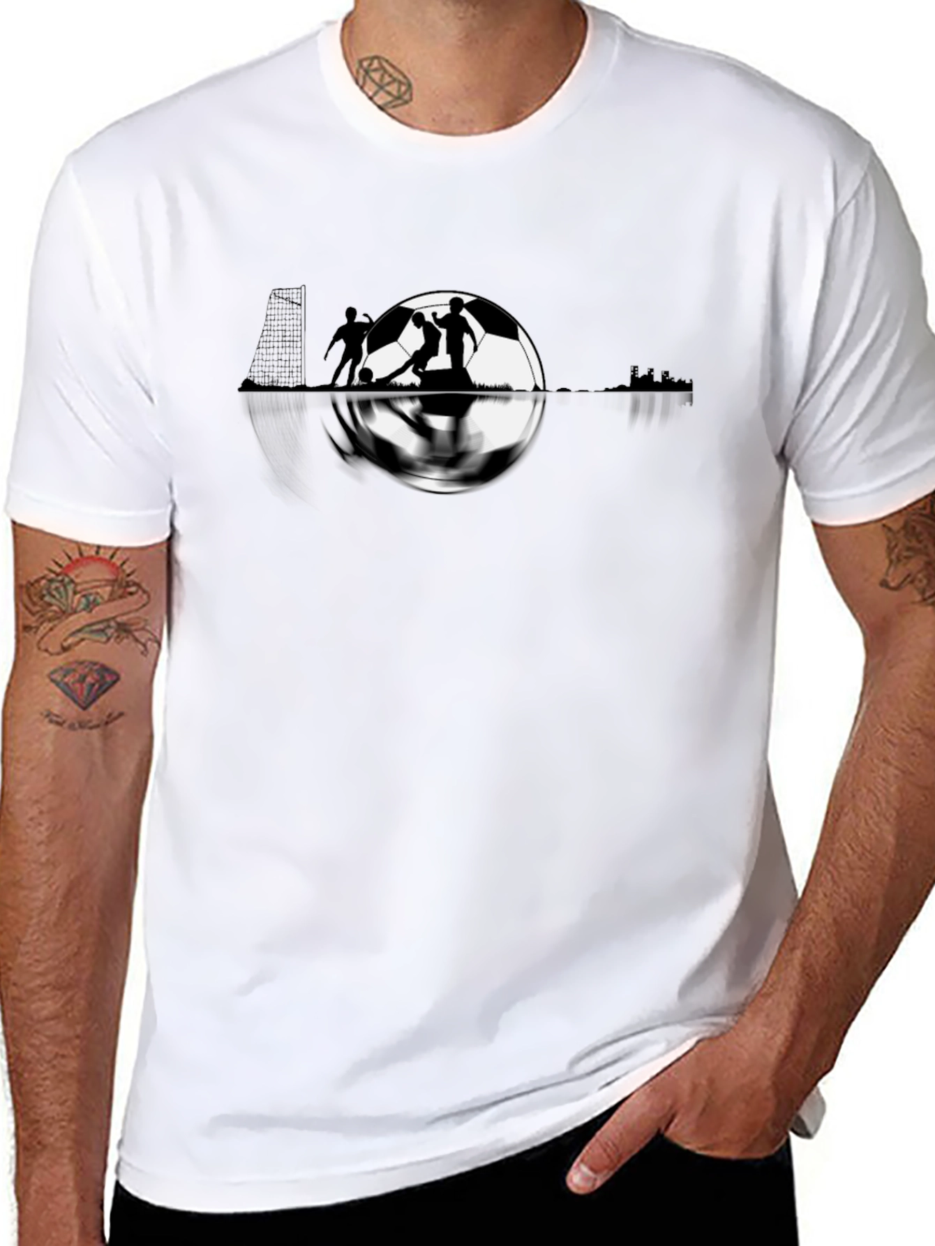 Soccer Graphic Tee - Black Cotton T-Shirt