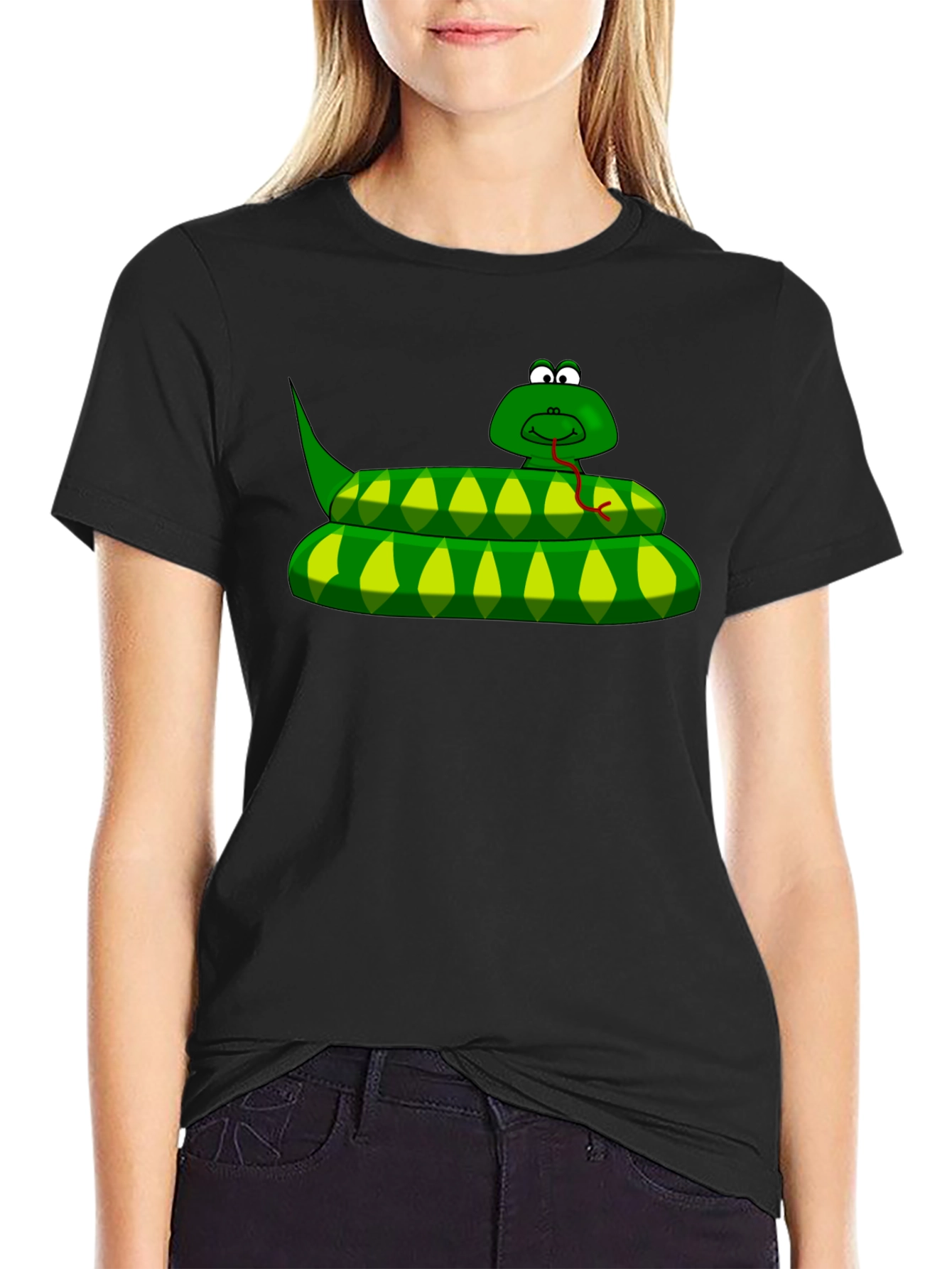 Cartoon Snake Graphic T-Shirt - Unique Style