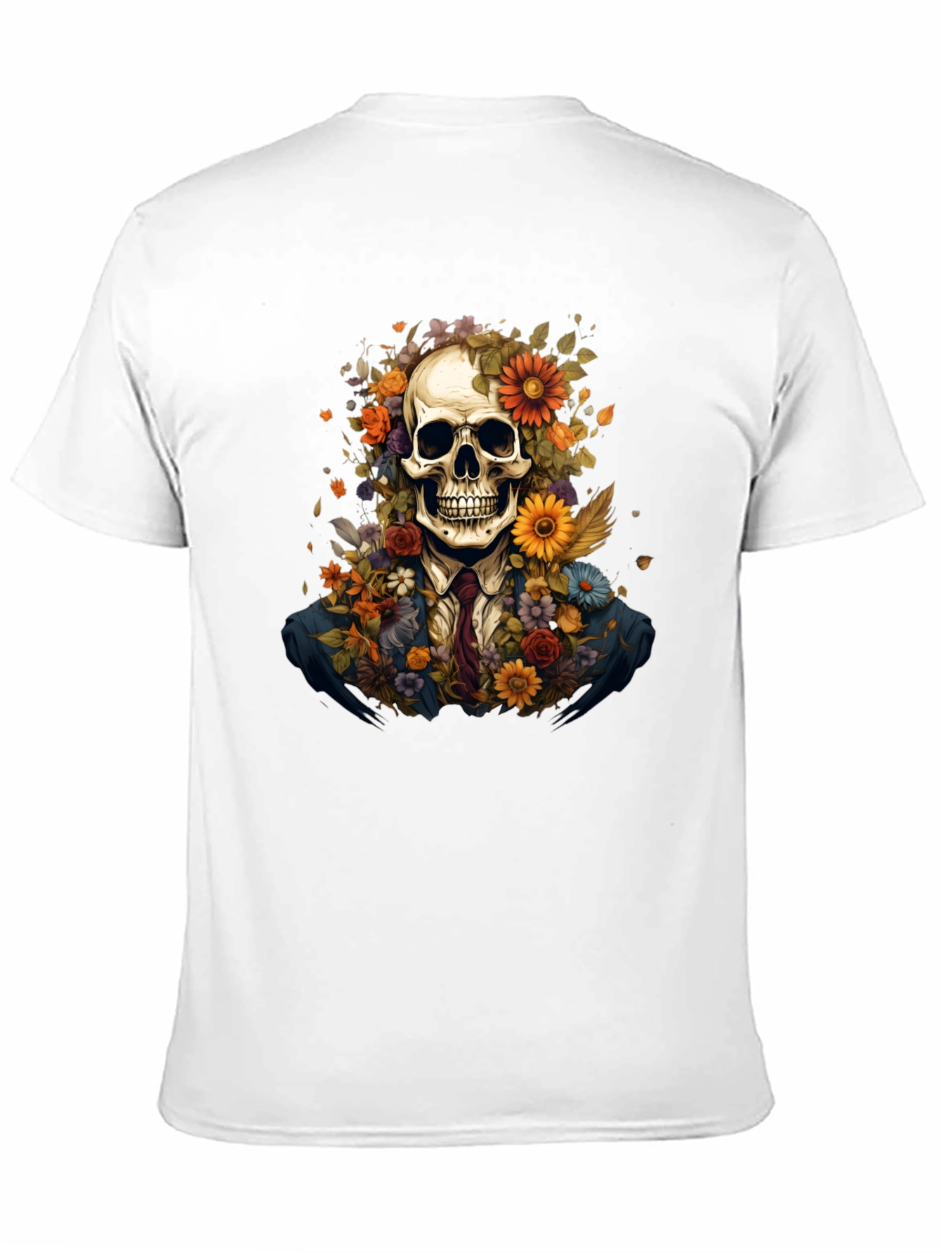 Floral Skull Graphic Tee - Unique Art Design