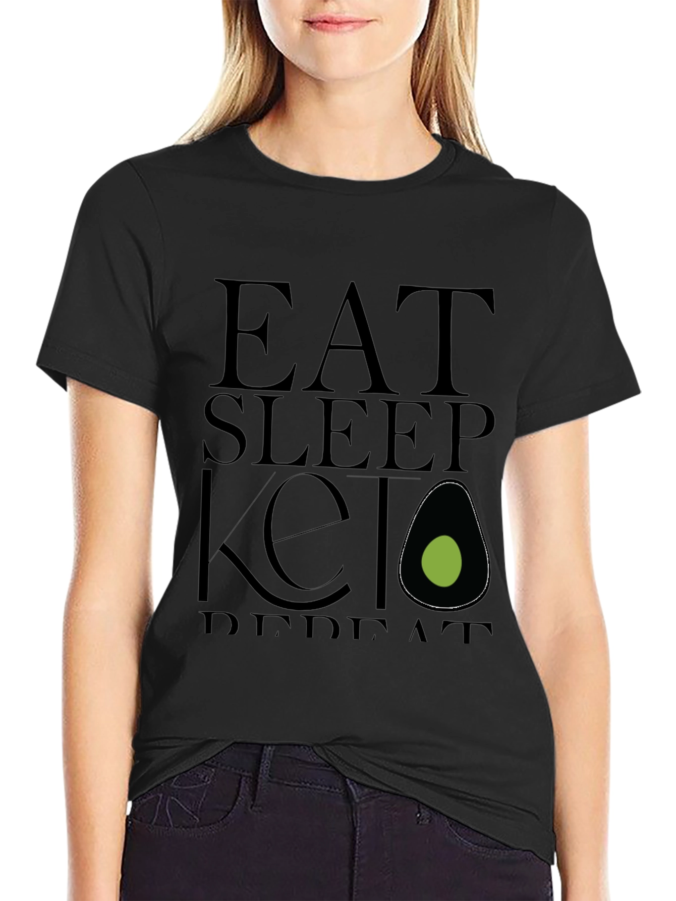 Eat Sleep Keto Repeat Black T-Shirt
