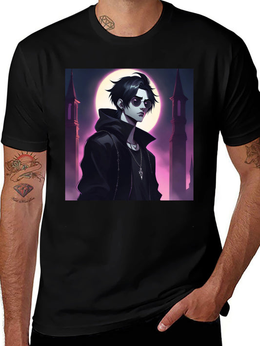Black T-Shirt with Vampire Anime Design