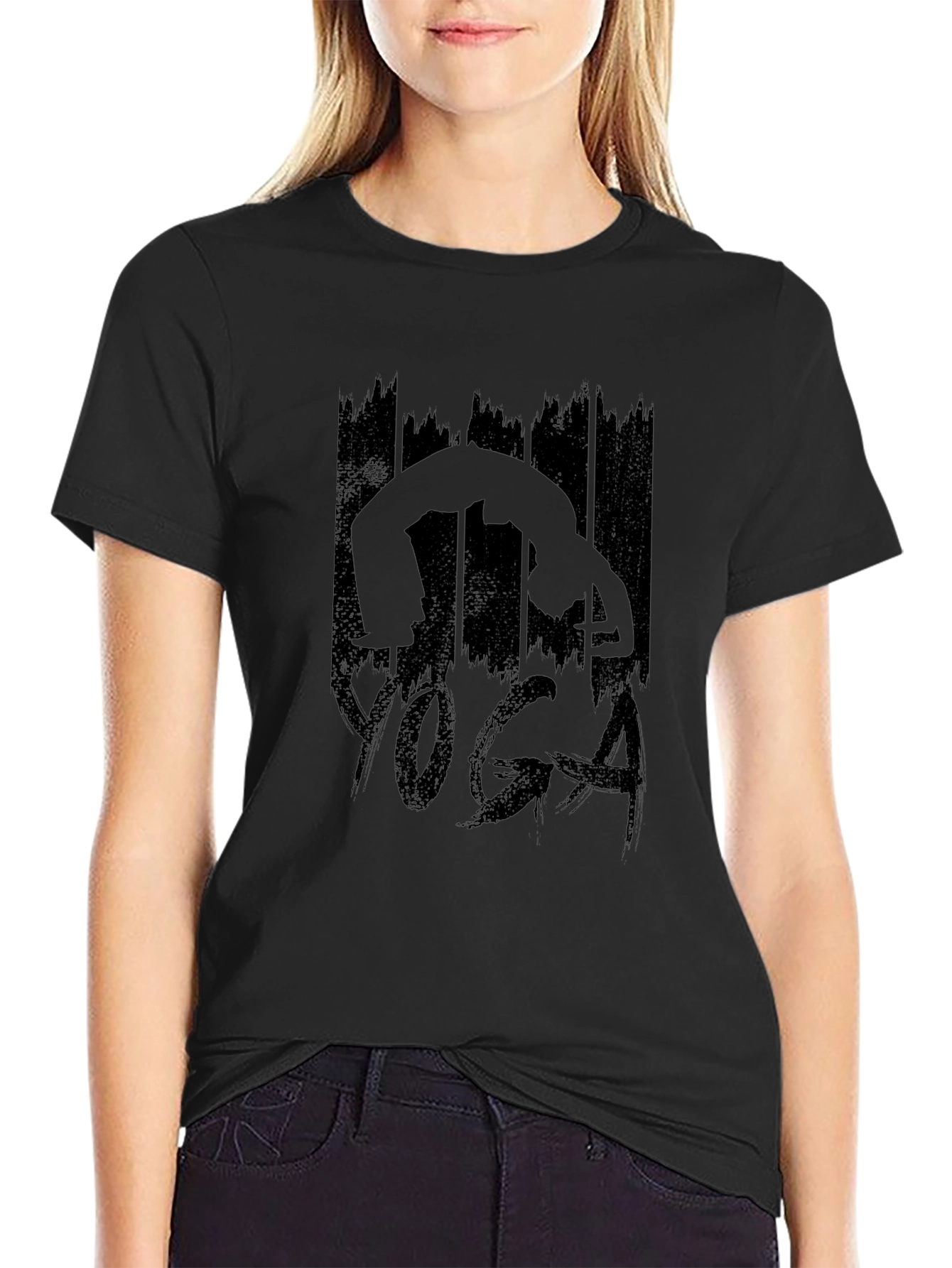 Yoga Silhouette Graphic Black T-Shirt