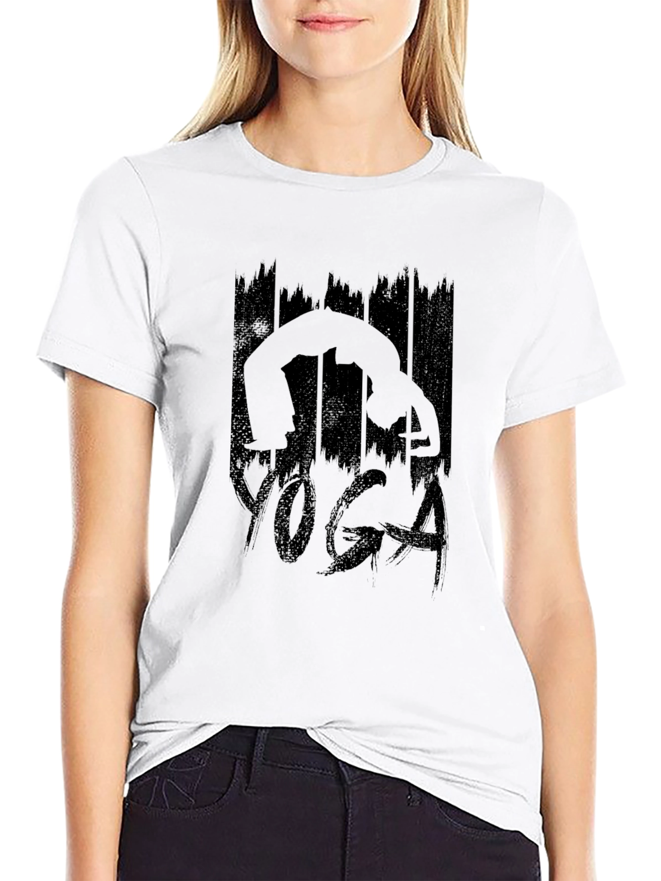 Yoga Silhouette Graphic Black T-Shirt