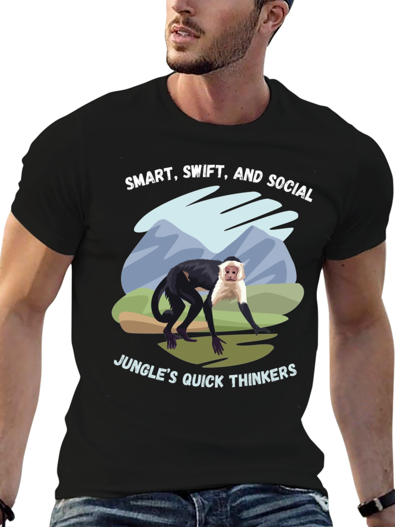Smart Swift and Social Monkey Graphic T-Shirt