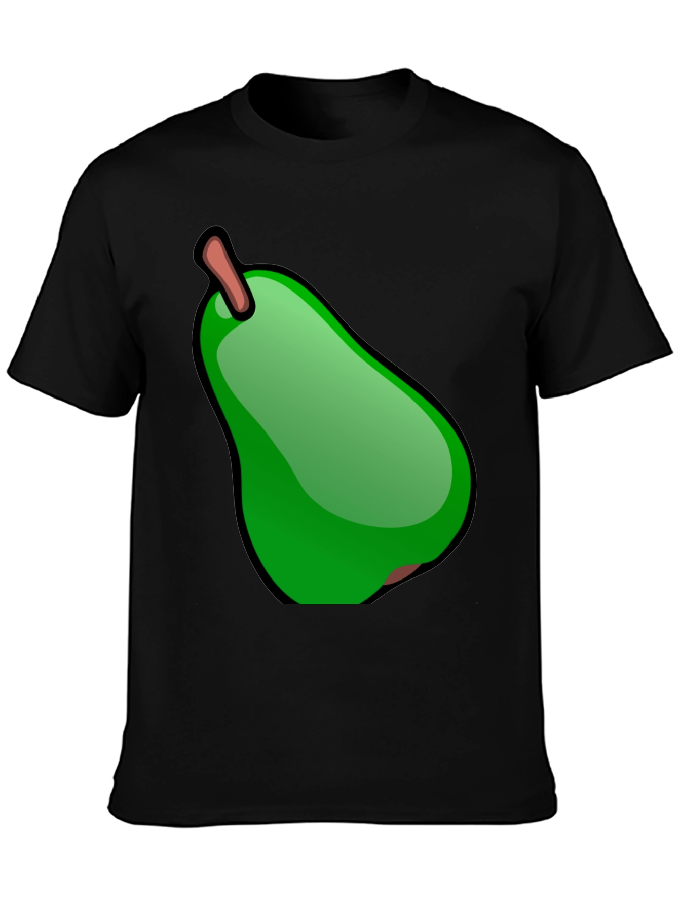 Green Pear Graphic Black T-Shirt