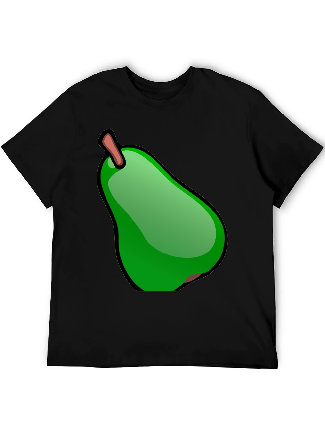 Green Pear Graphic Black T-Shirt