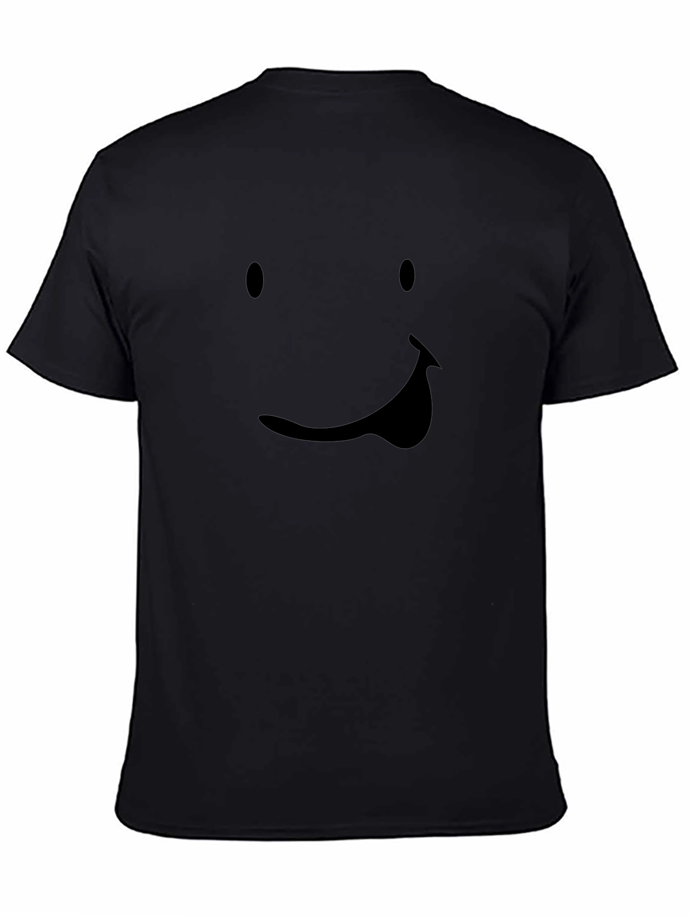 Smiley Face Graphic Tee - Black Casual T-Shirt