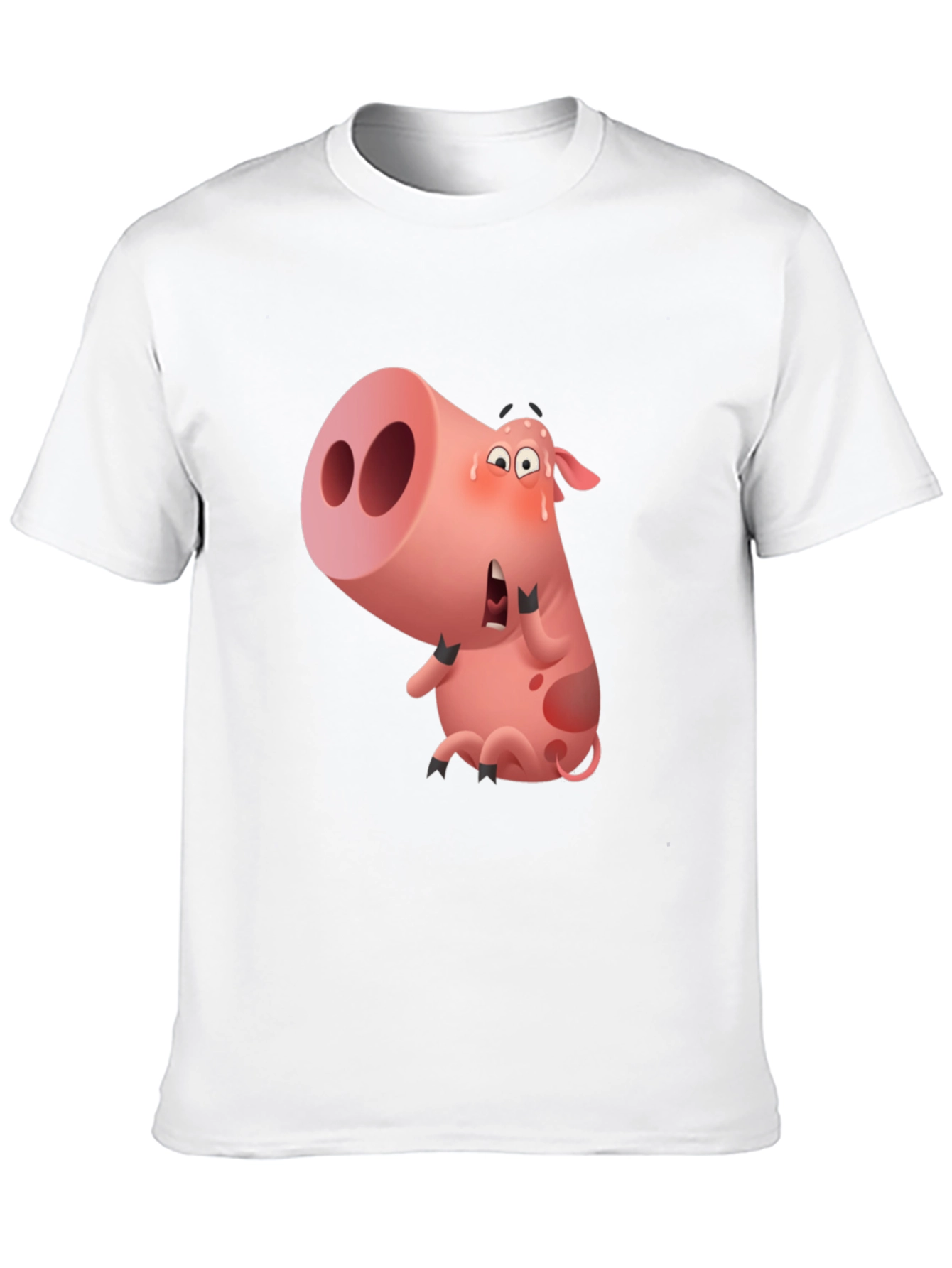 Cartoon Pig Graphic Black T-Shirt