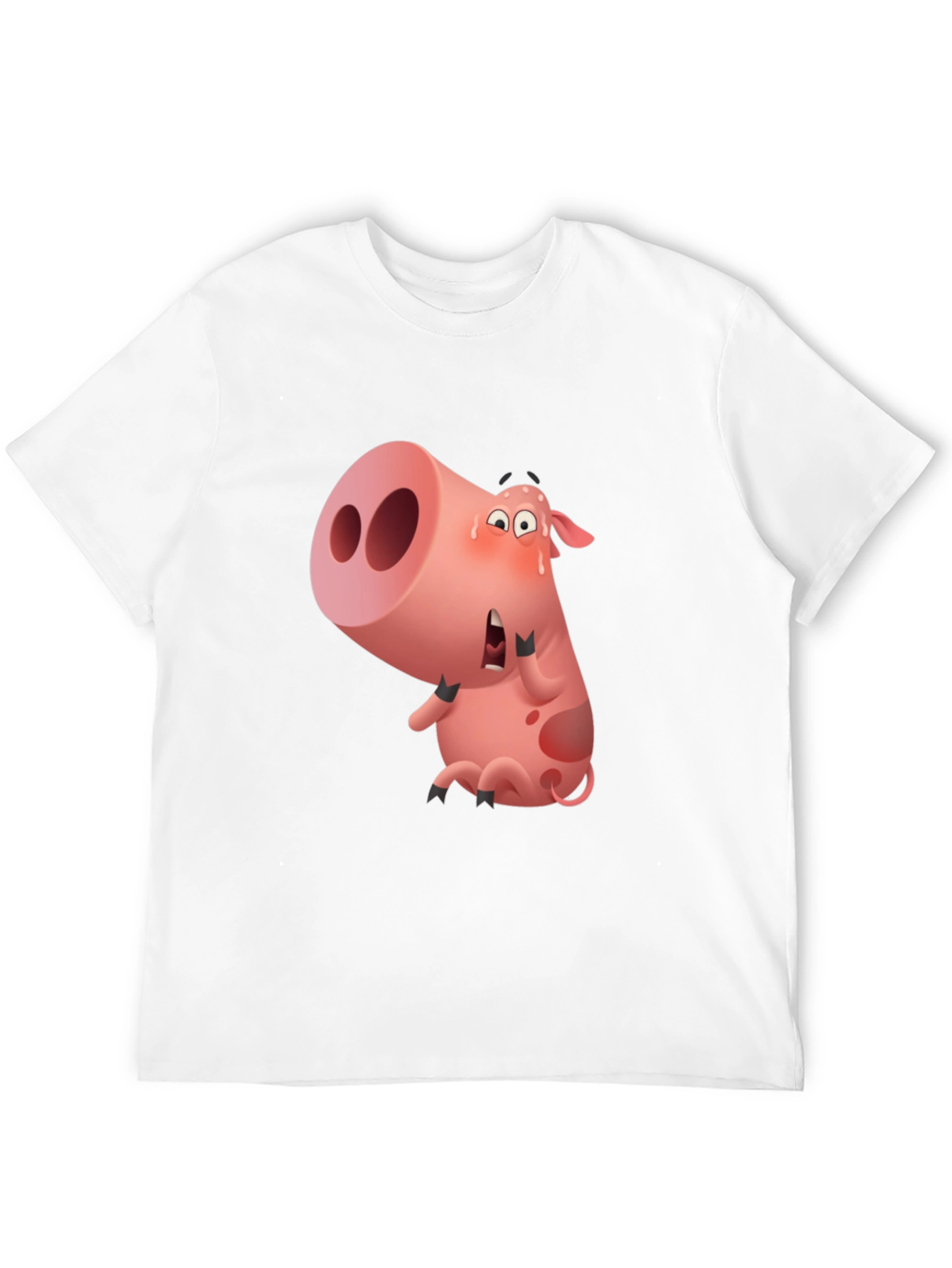 Cartoon Pig Graphic Black T-Shirt