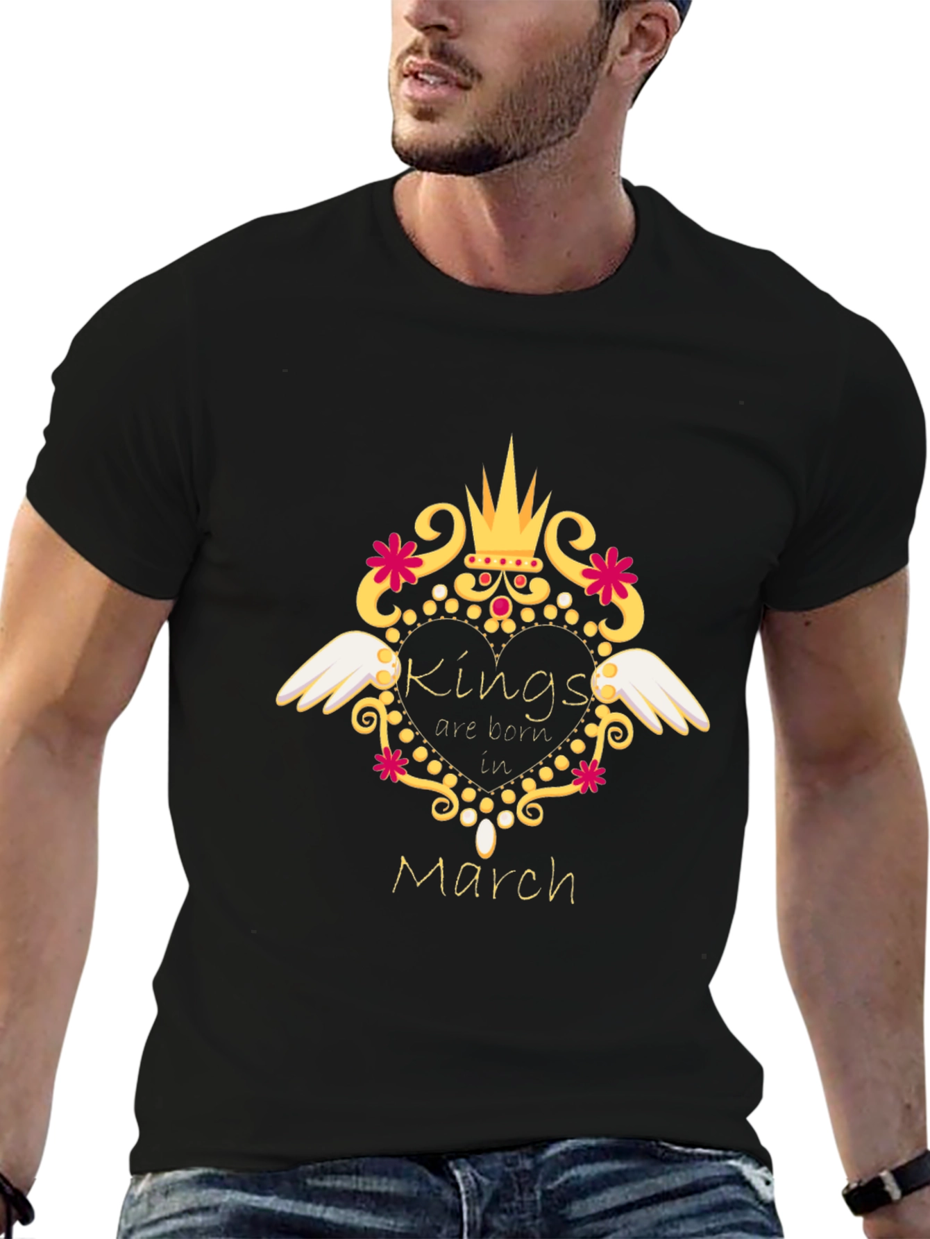 Kings Born in March Black T-Shirt