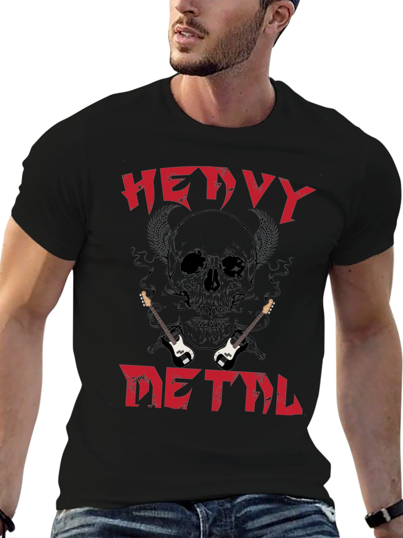 Heavy Metal Skull Guitar T-Shirt
