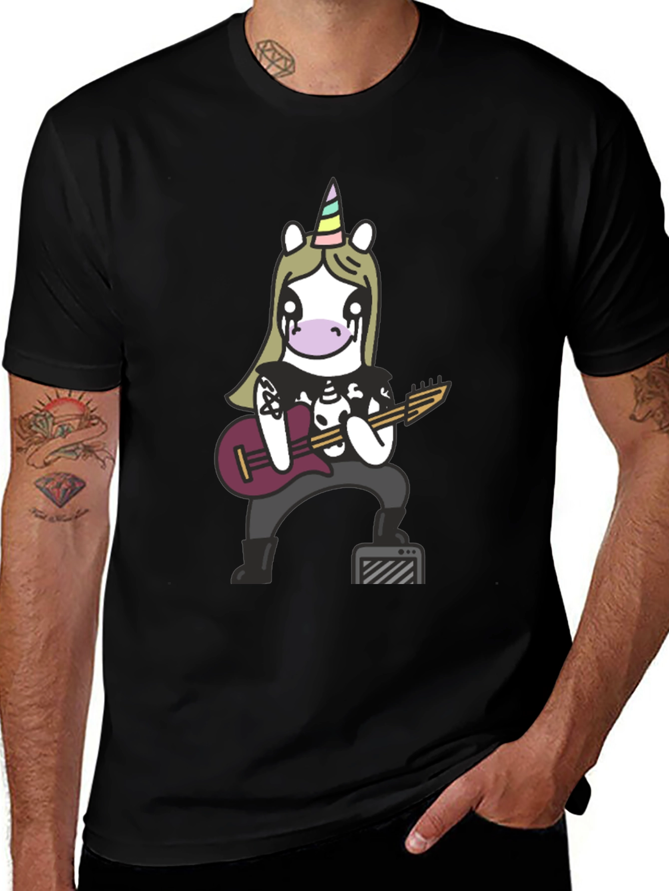 Metal Unicorn Graphic Tee - Black