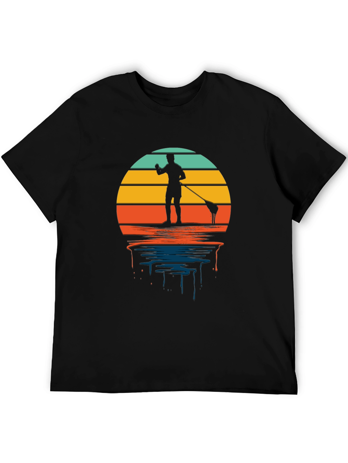 Retro Paddle Boarding T-Shirt - Sunset Design